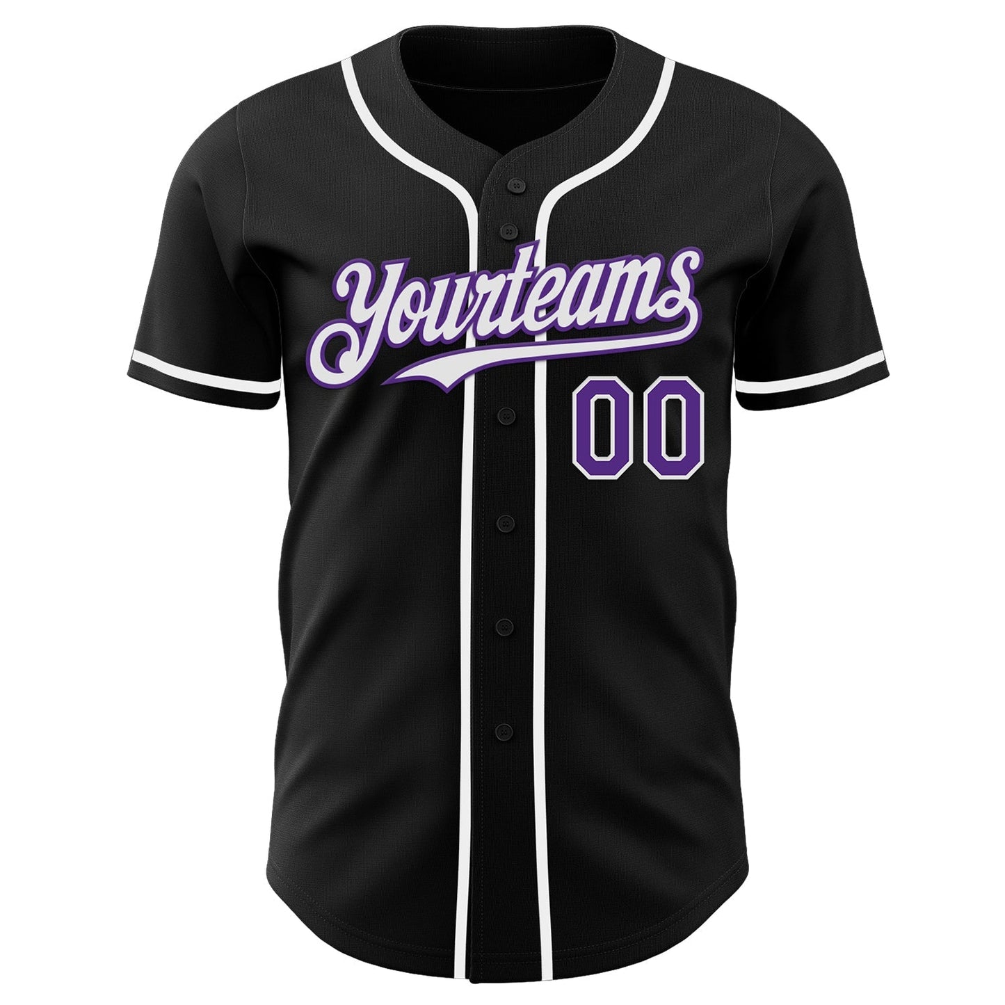 Custom Black Purple-White Authentic Baseball Jersey baseball jersey product view 2