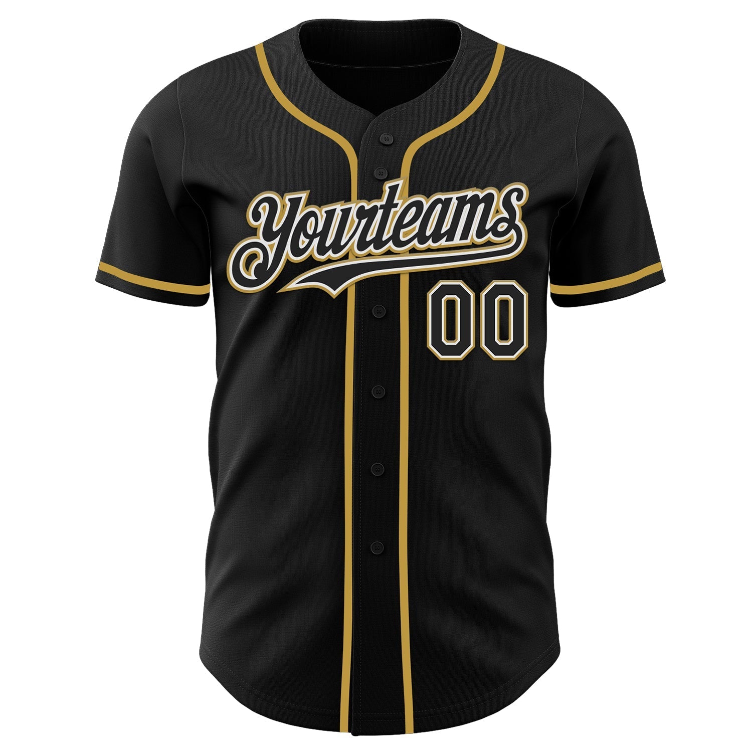 Custom Black White-Old Gold Authentic Baseball Jersey baseball jersey product view 2