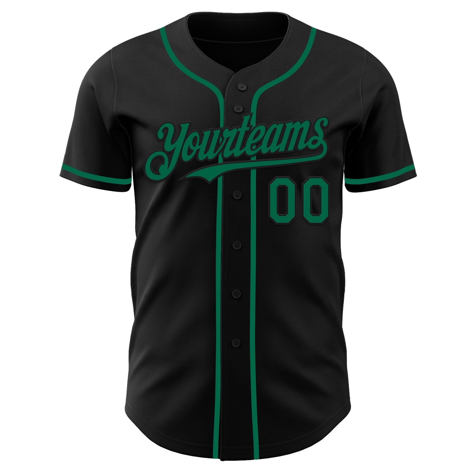 Custom Black Kelly Green Authentic Baseball Jersey baseball jersey product view 2