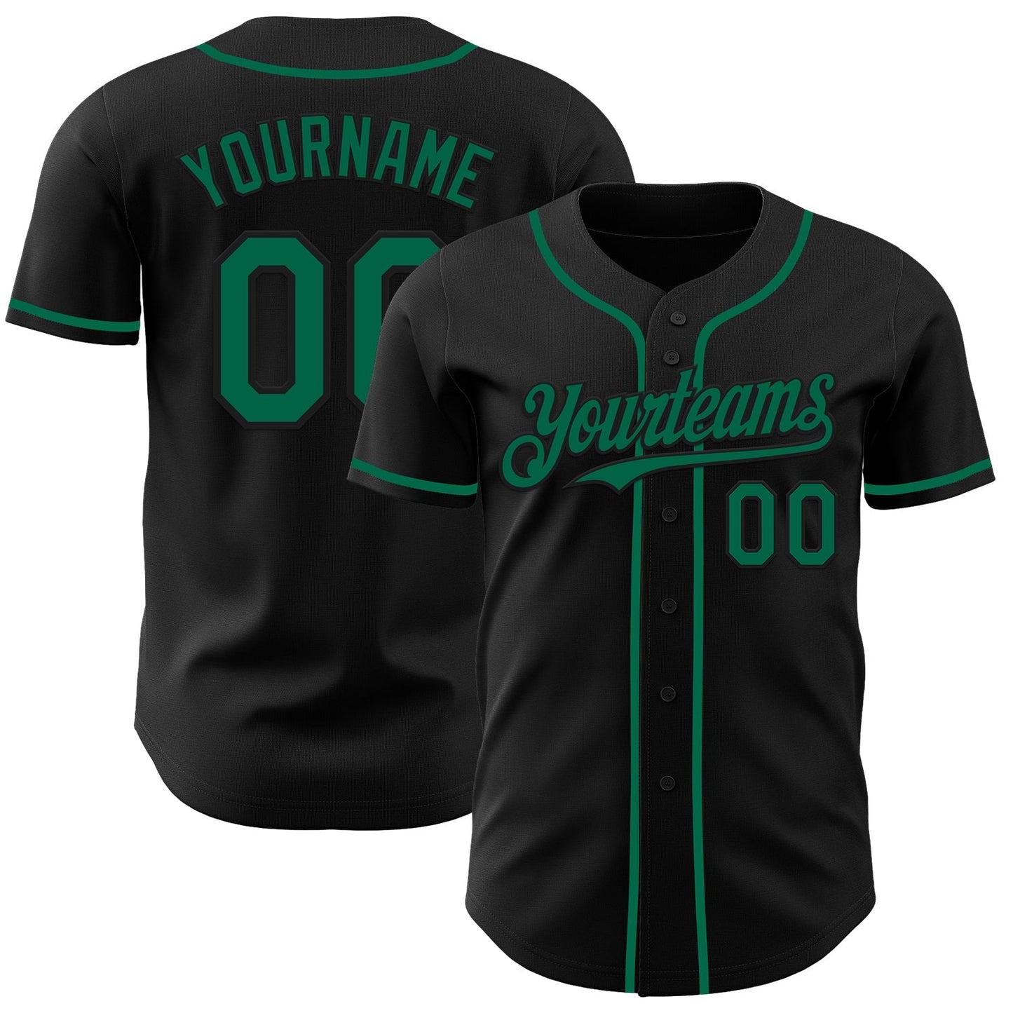 Custom Black Kelly Green Authentic Baseball Jersey baseball jersey product view 1