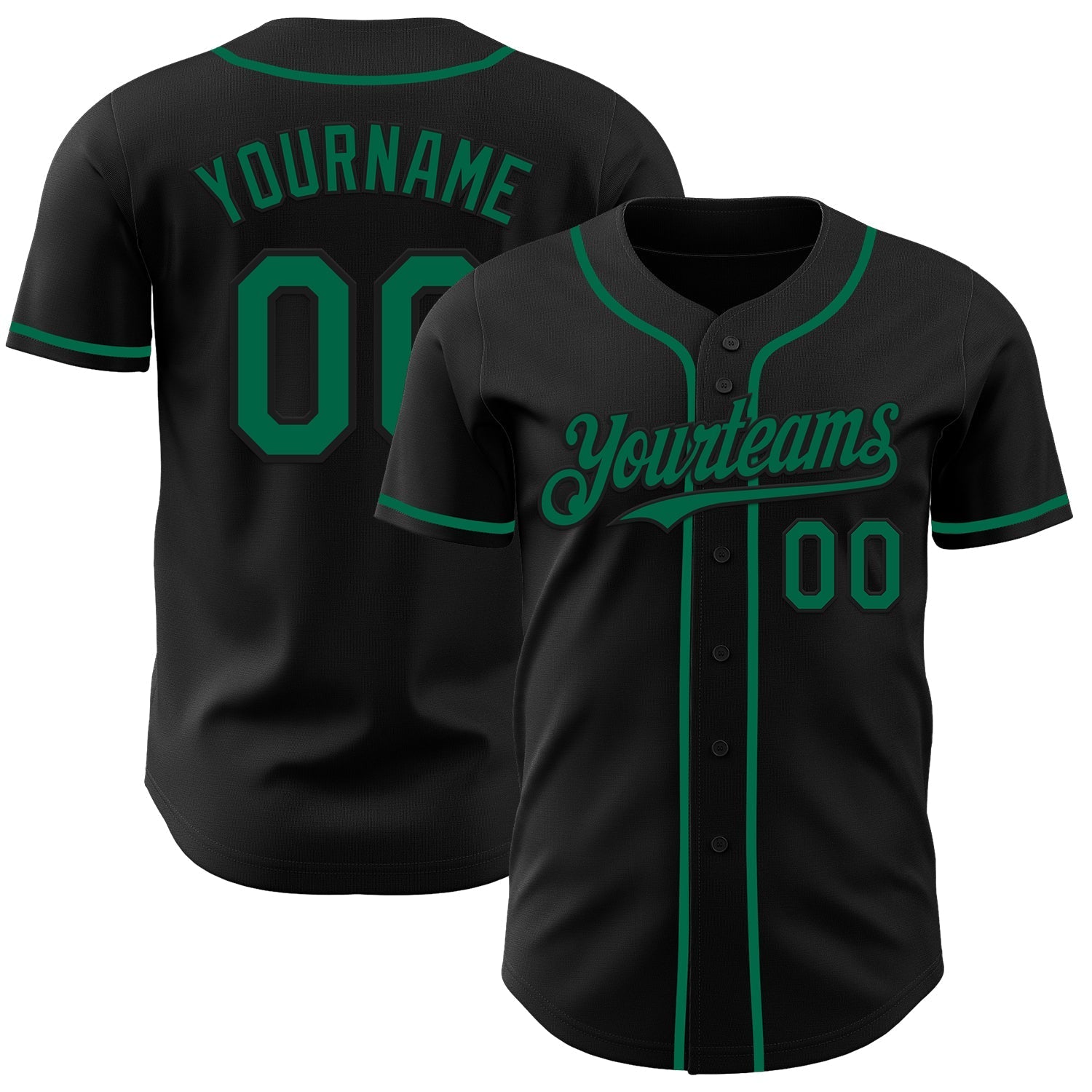 Custom Black Kelly Green Authentic Baseball Jersey baseball jersey product view 1