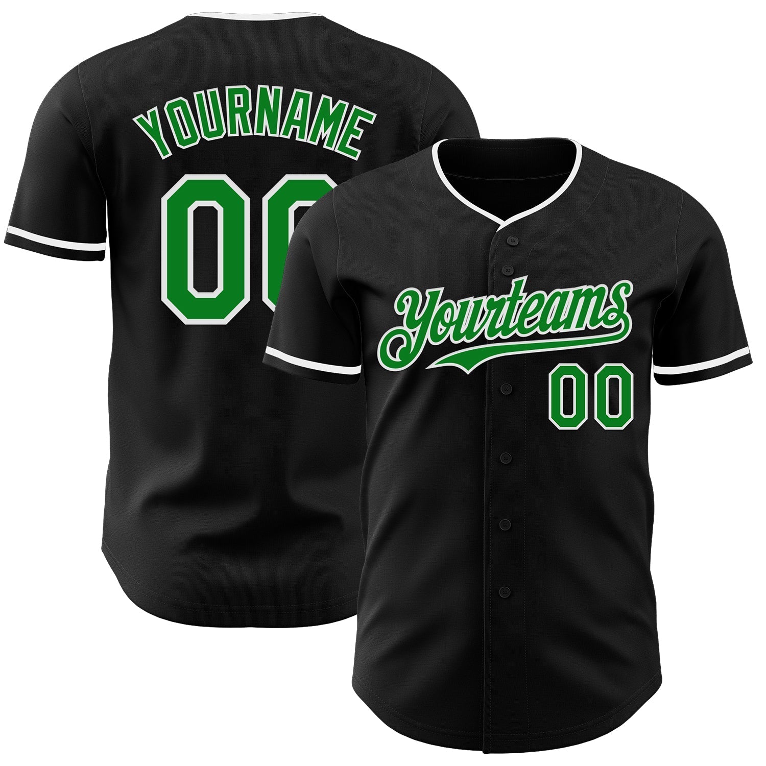 Custom Black Grass Green-White Authentic Baseball Jersey baseball jersey product view 1