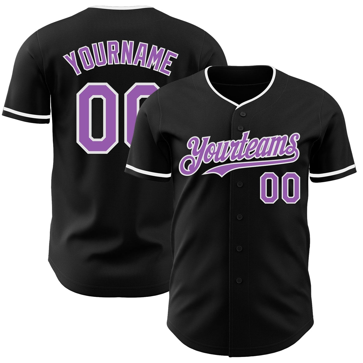 Custom Black Medium Purple-White Authentic Baseball Jersey baseball jersey product view 1
