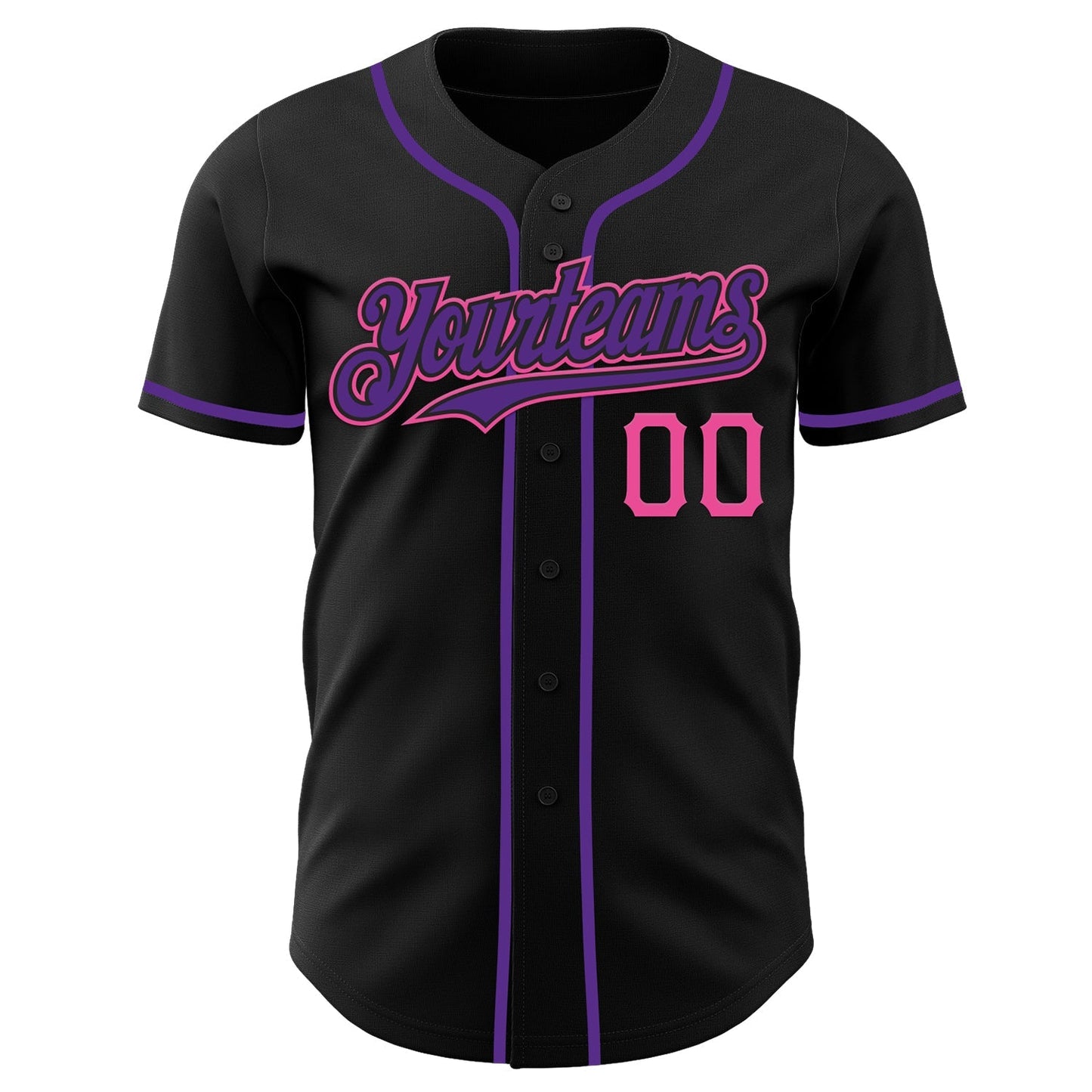 Custom Black Purple-Pink Authentic Baseball Jersey baseball jersey product view 2