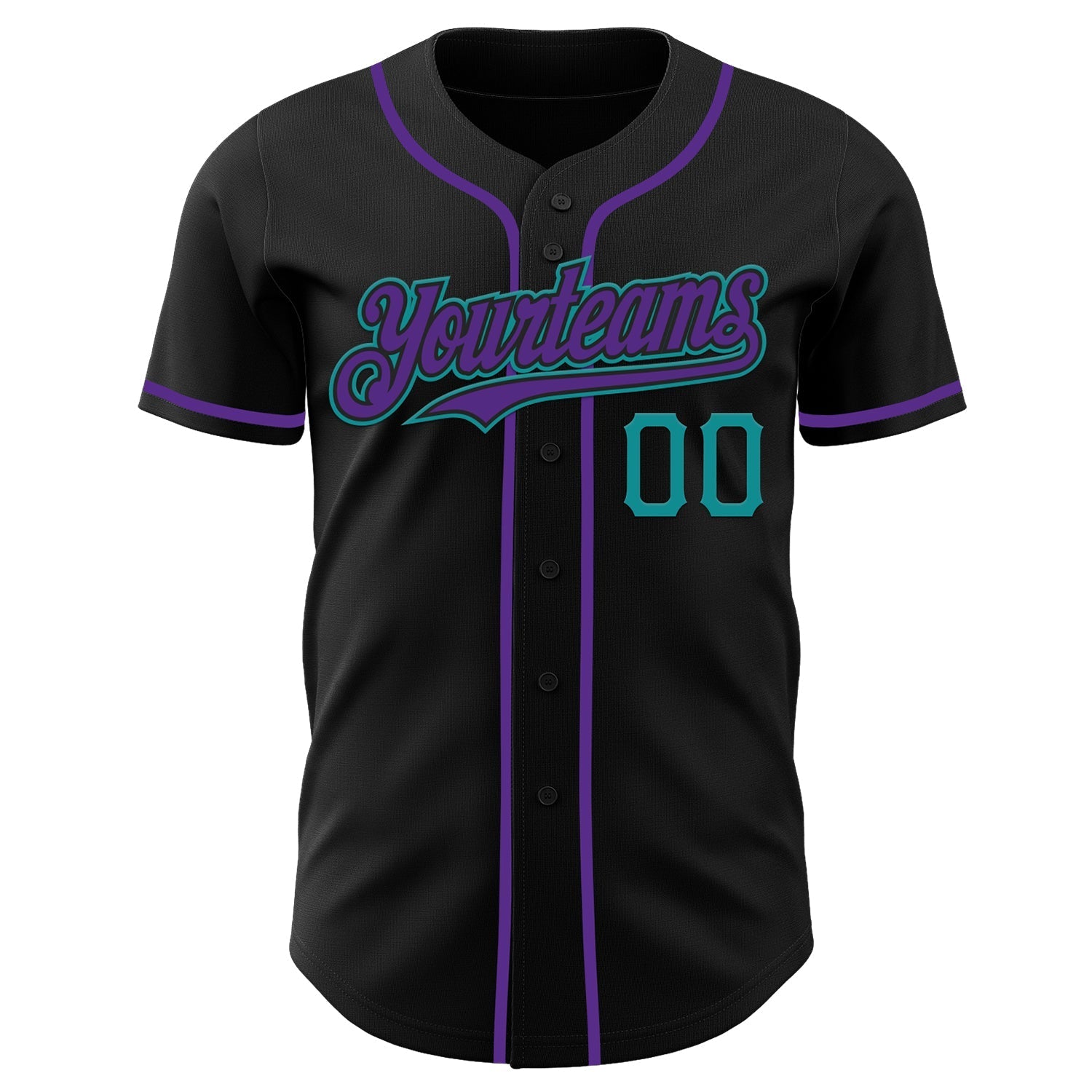Custom Black Purple-Teal Authentic Baseball Jersey baseball jersey product view 2