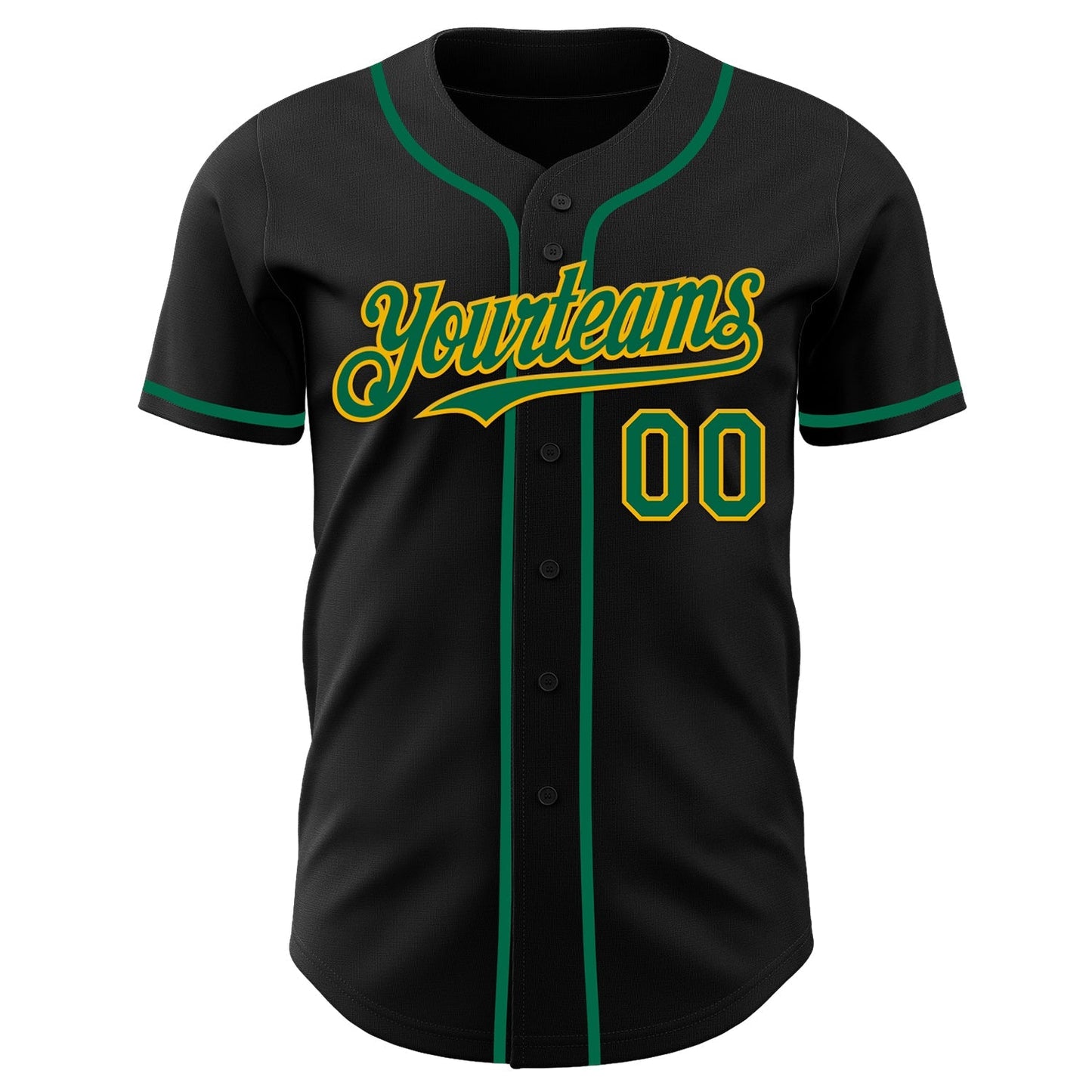 Custom Black Kelly Green-Gold Authentic Baseball Jersey baseball jersey product view 2