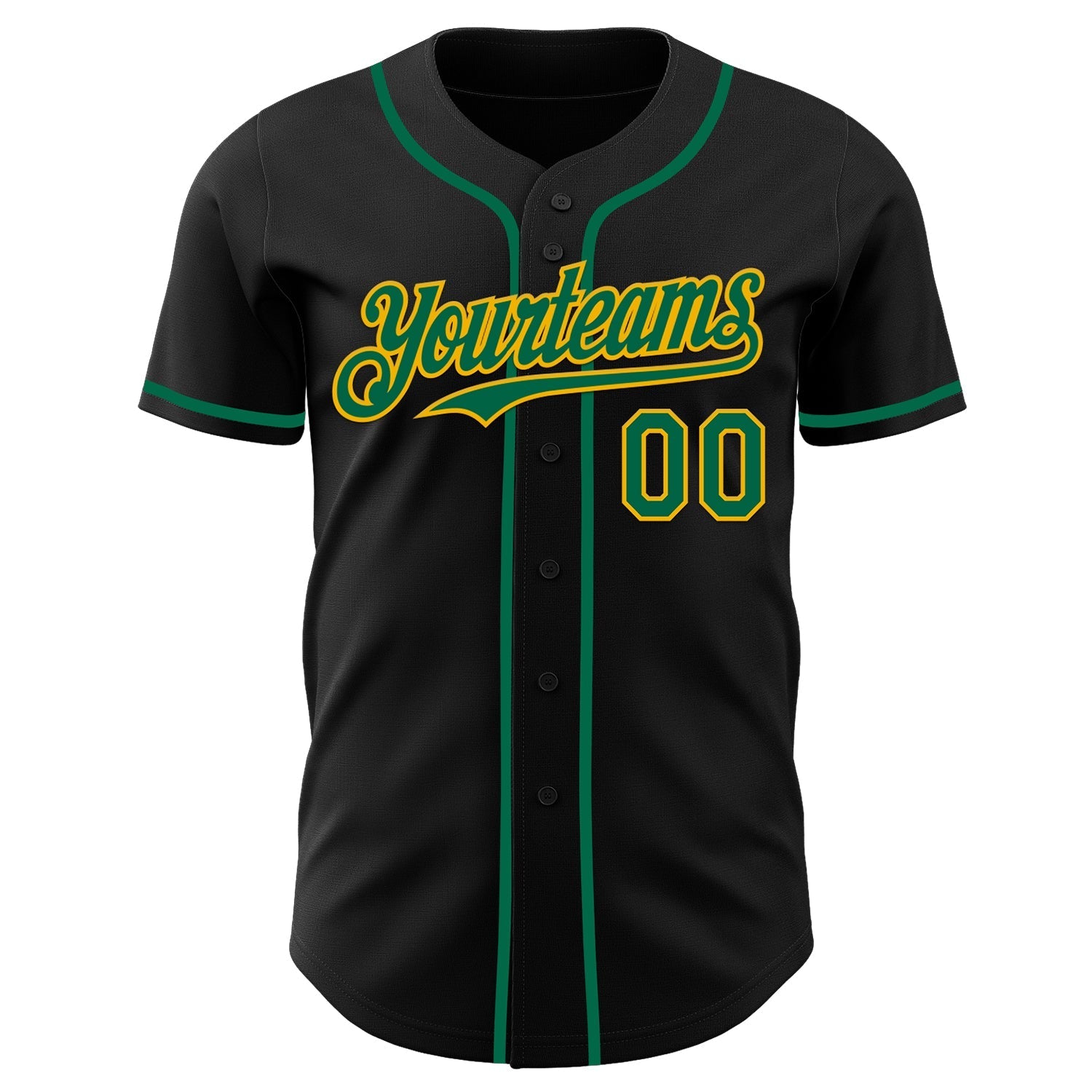 Custom Black Kelly Green-Gold Authentic Baseball Jersey baseball jersey product view 2