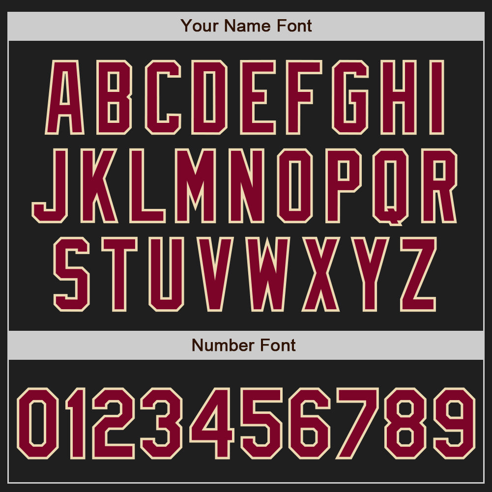 Custom Black Maroon-Cream Authentic Baseball Jersey baseball jersey product view 5