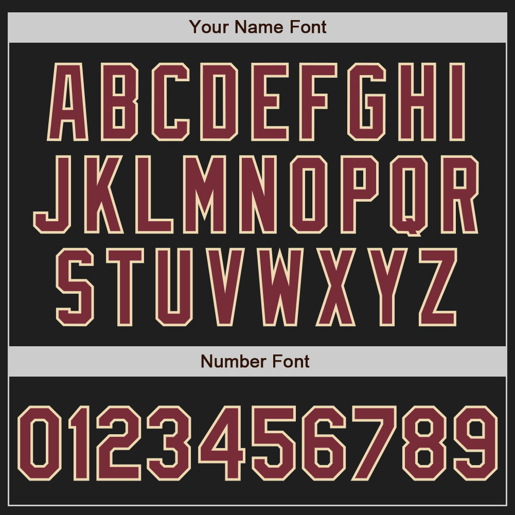 Custom Black Burgundy-Cream Authentic Baseball Jersey baseball jersey product view 5