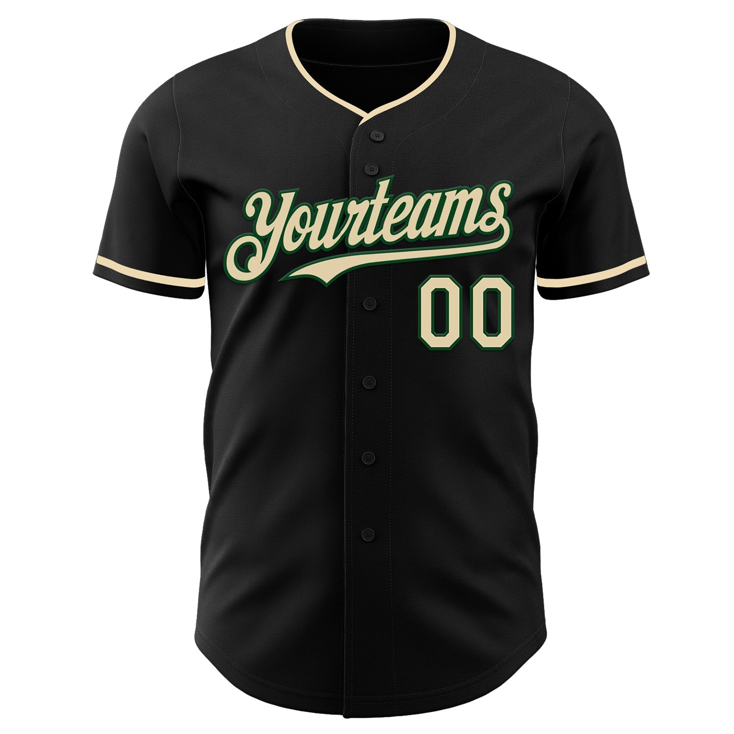 Custom Black Cream-Green Authentic Baseball Jersey baseball jersey product view 2
