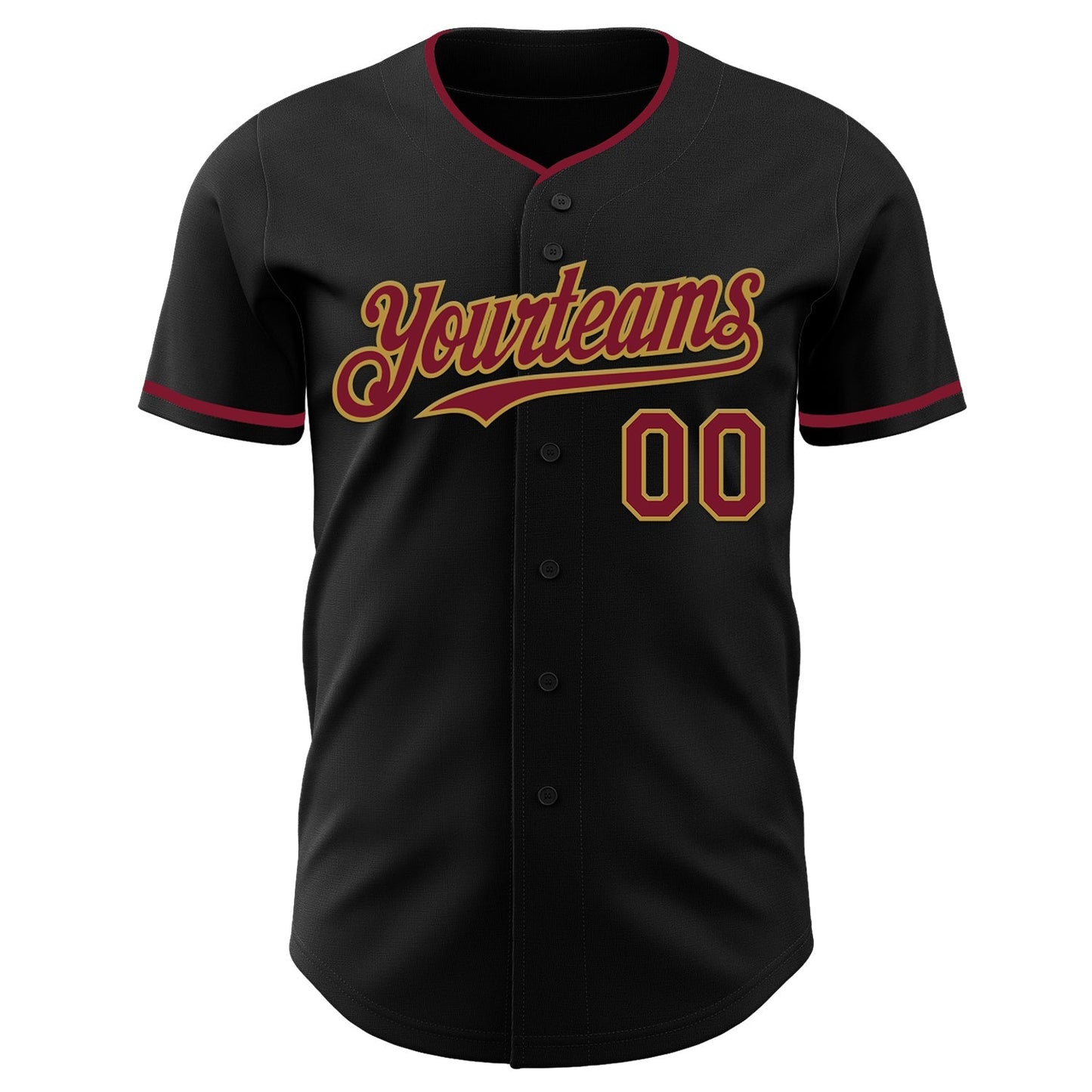 Custom Black Crimson-Old Gold Authentic Baseball Jersey baseball jersey product view 2