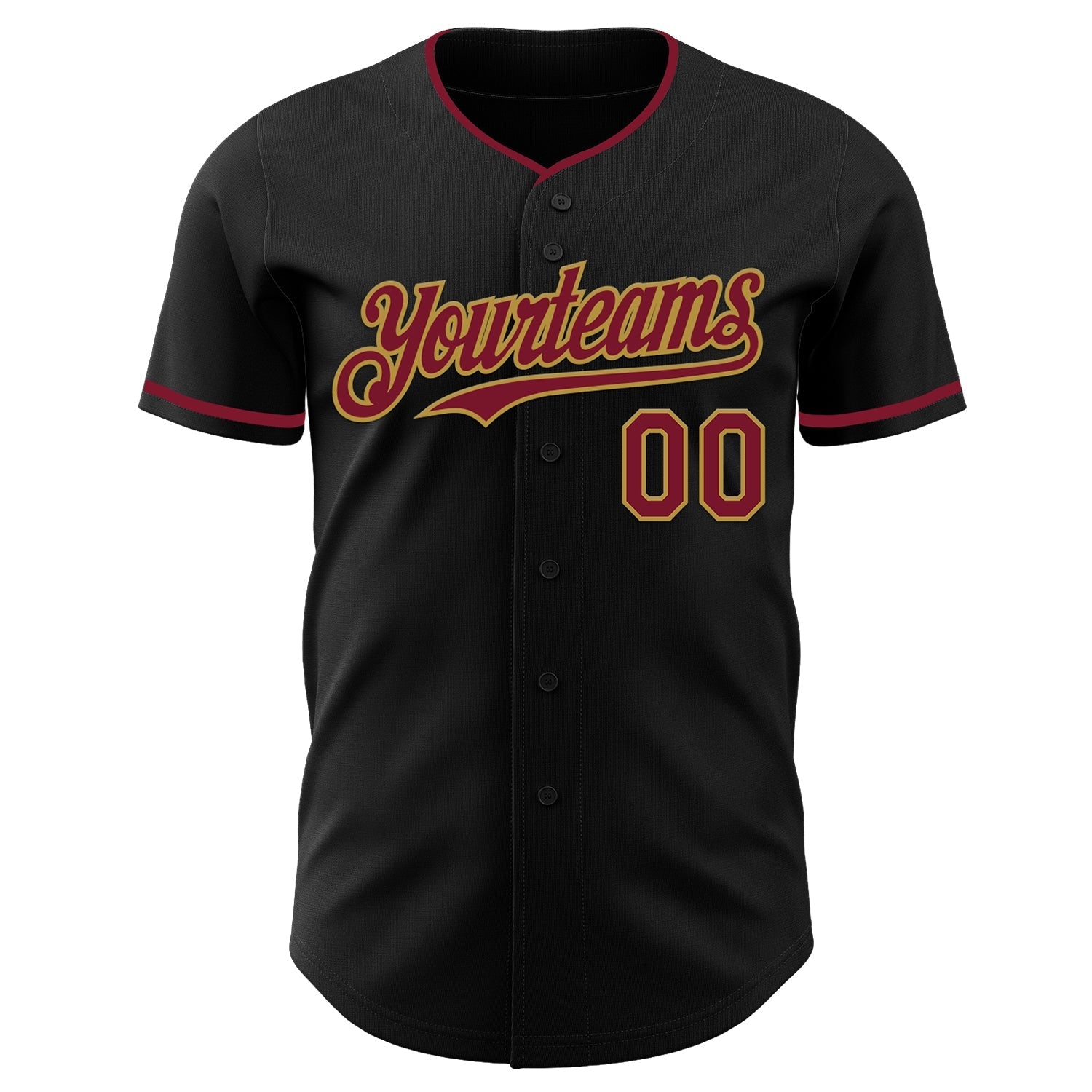 Custom Black Crimson-Old Gold Authentic Baseball Jersey baseball jersey product view 2