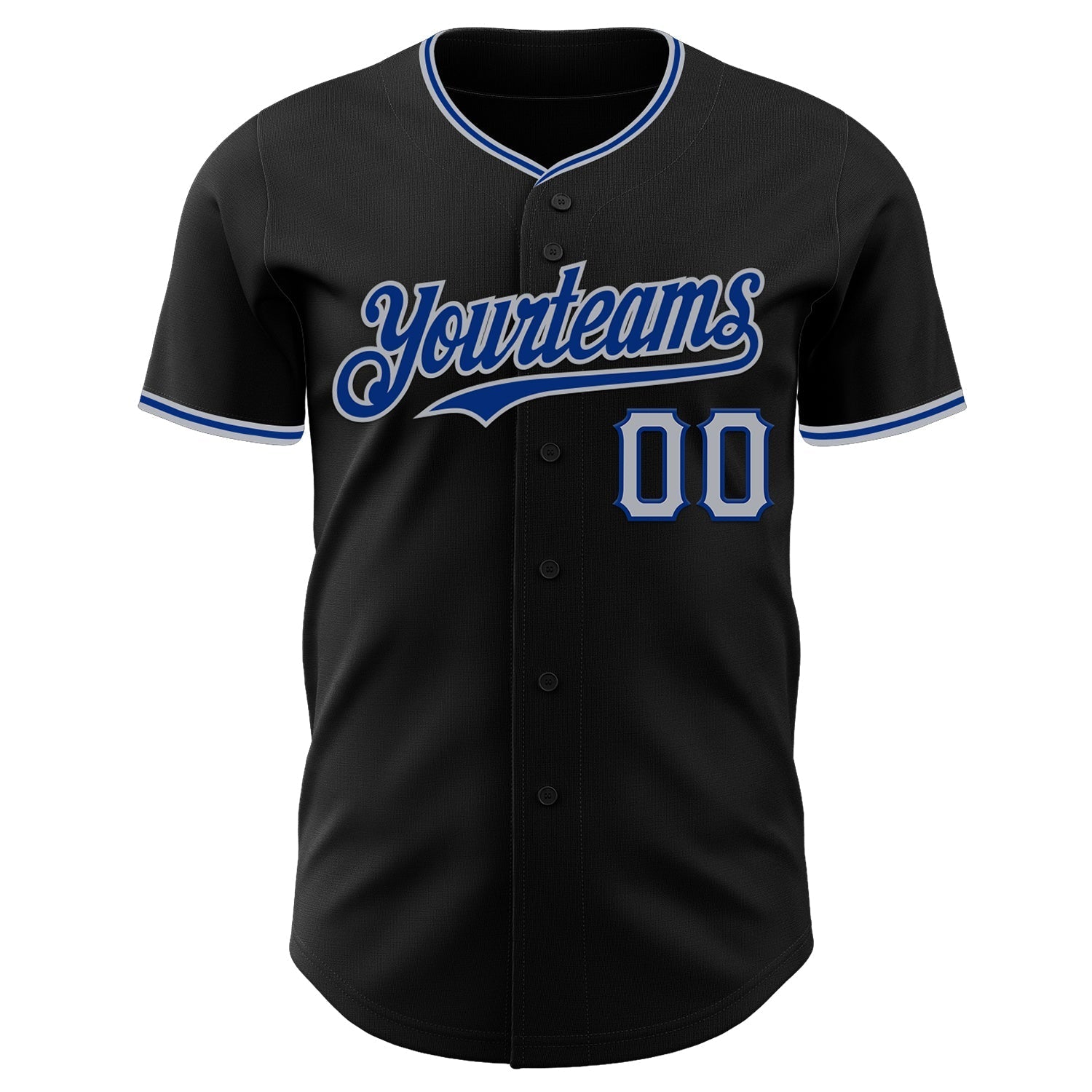 Custom Black Royal-Gray Authentic Baseball Jersey baseball jersey product view 2