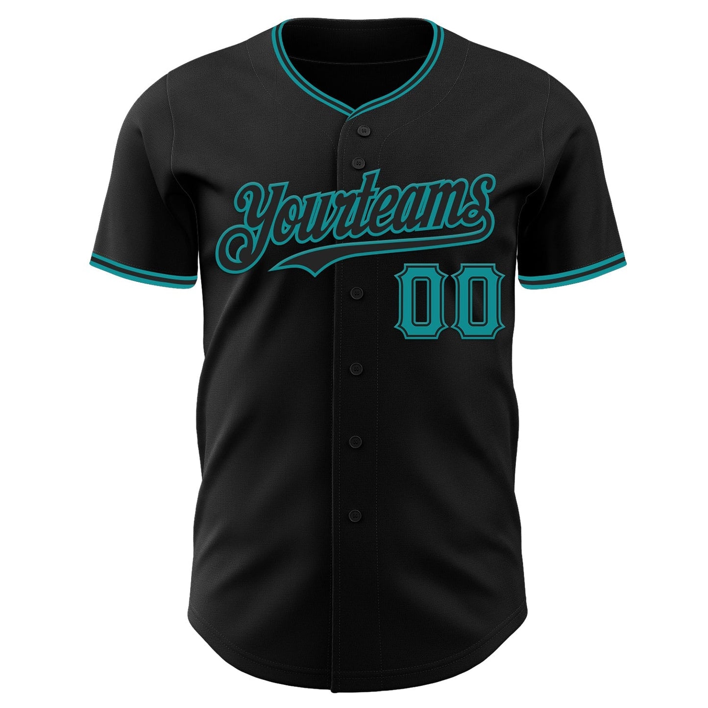 Custom Black Teal Authentic Baseball Jersey baseball jersey product view 2