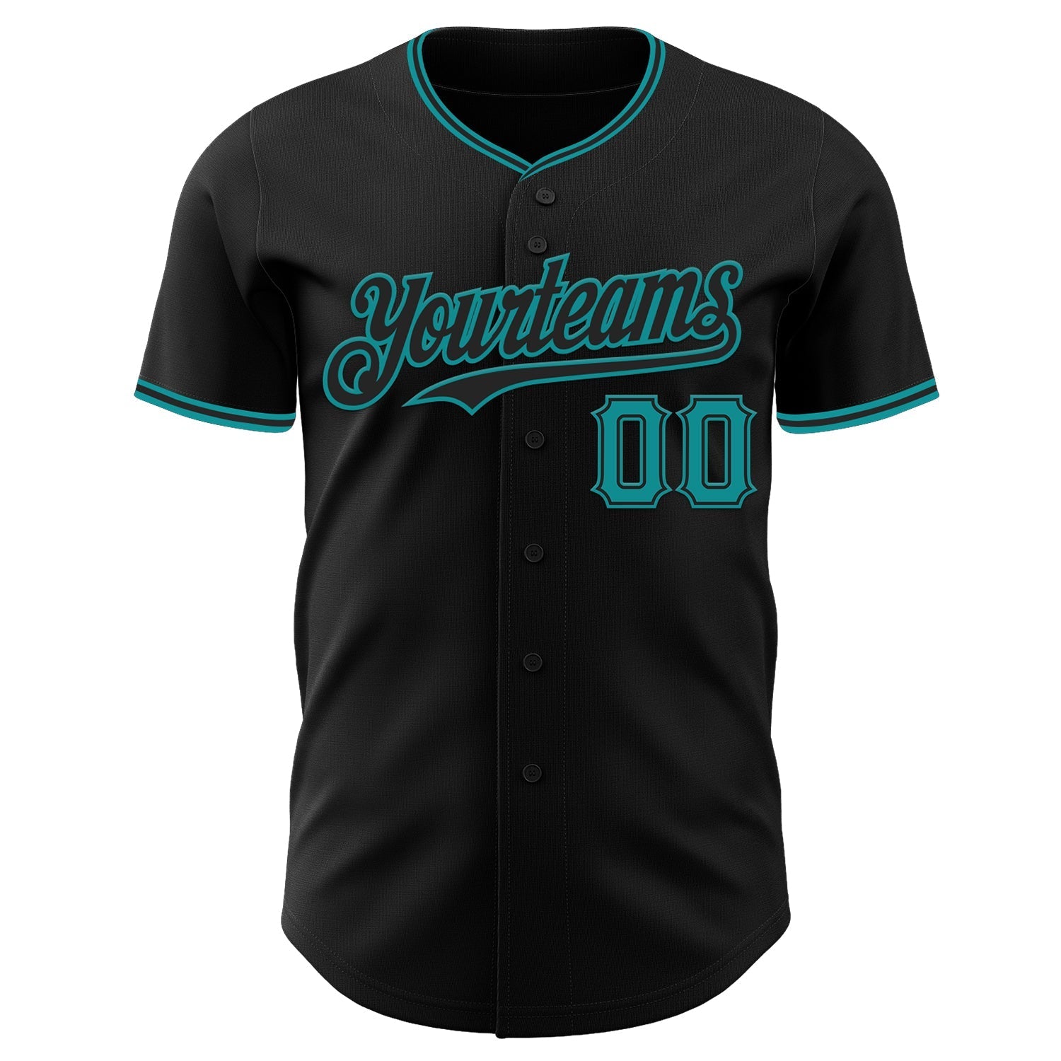 Custom Black Teal Authentic Baseball Jersey baseball jersey product view 2