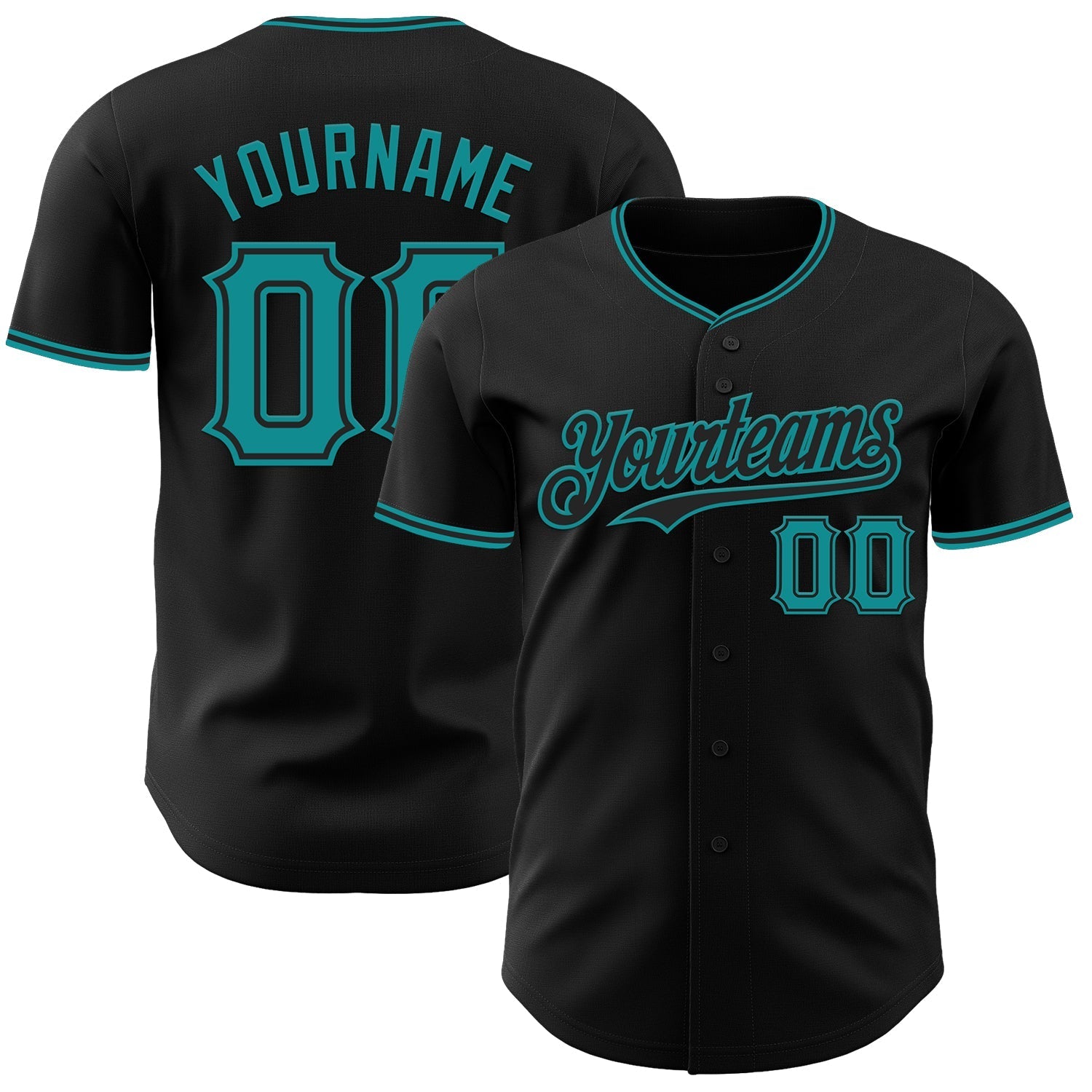 Custom Black Teal Authentic Baseball Jersey baseball jersey product view 1
