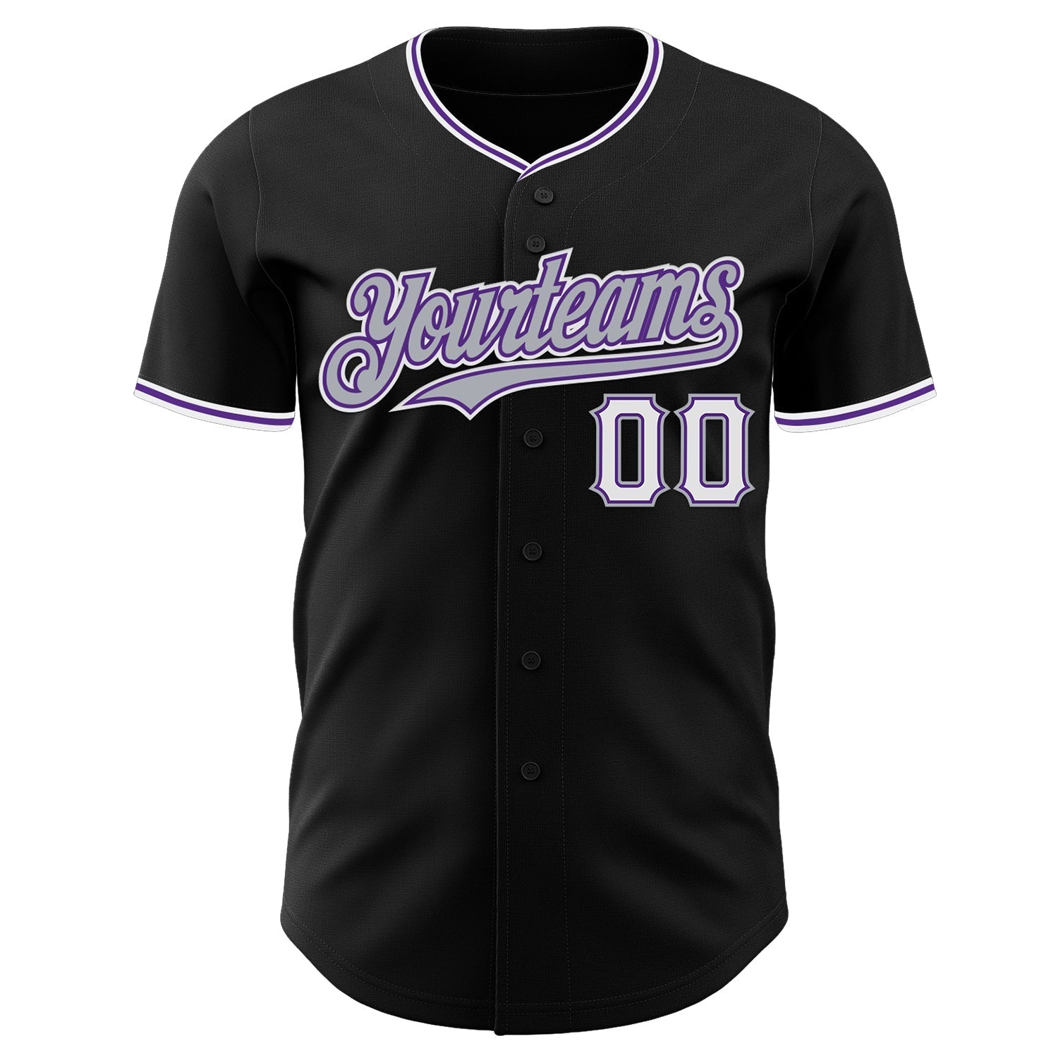 Custom Black Gray Purple-White Authentic Baseball Jersey baseball jersey product view 2