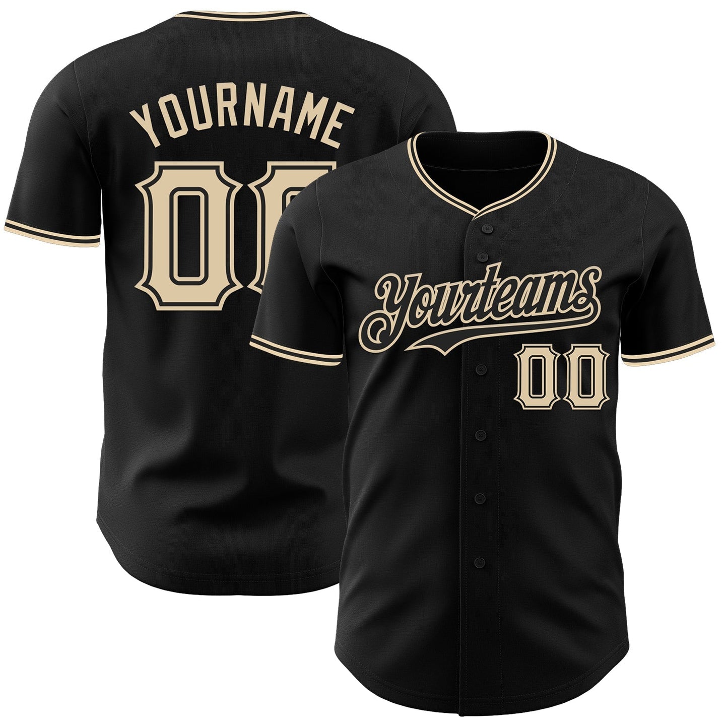 Custom Black City Cream Authentic Baseball Jersey baseball jersey product view 1