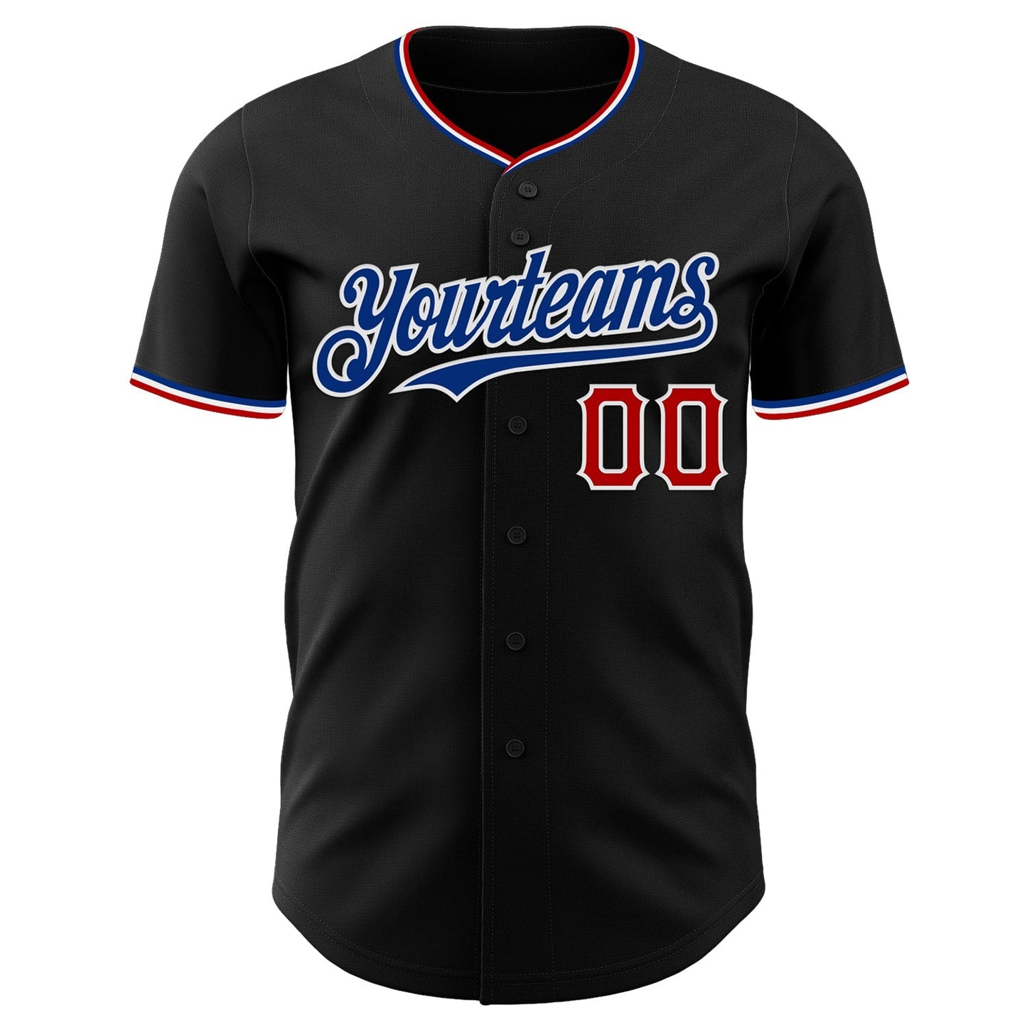 Custom Black Royal Red-White Authentic Baseball Jersey baseball jersey product view 2