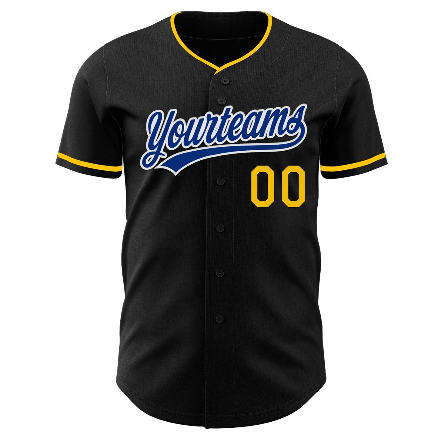 Custom Black Royal Yellow-White Authentic Baseball Jersey baseball jersey product view 2