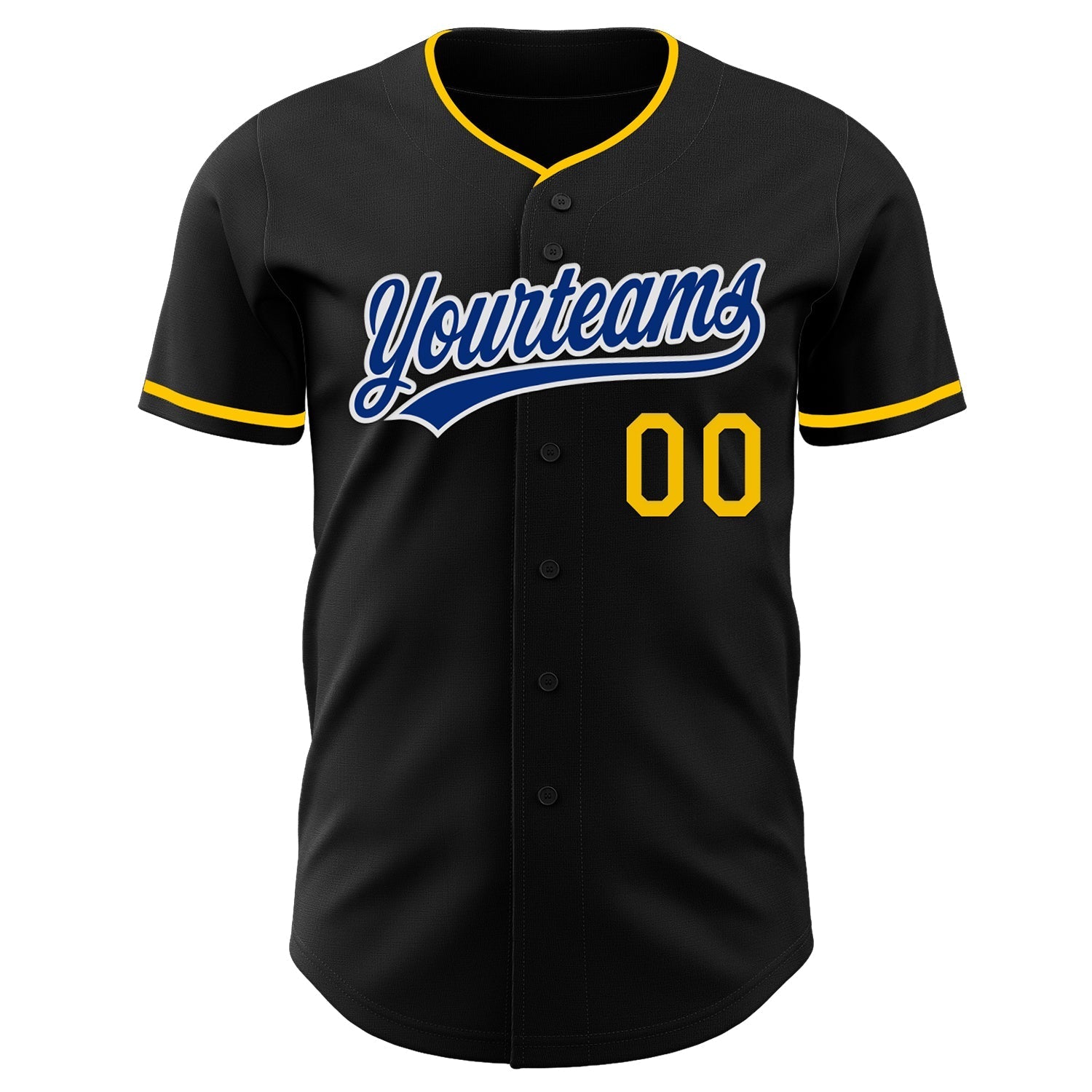 Custom Black Royal Yellow-White Authentic Baseball Jersey baseball jersey product view 2