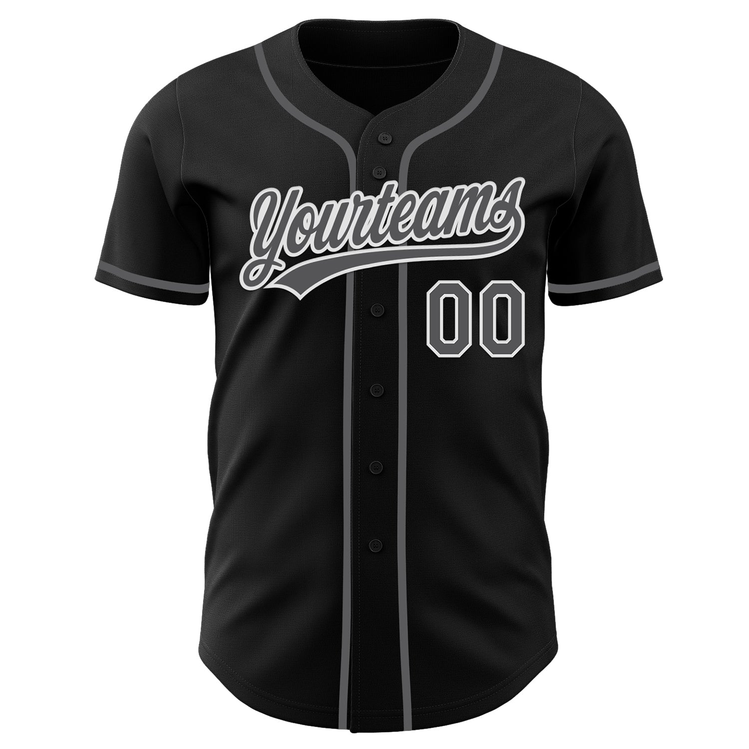 Custom Black Steel Gray-White Authentic Baseball Jersey baseball jersey product view 2