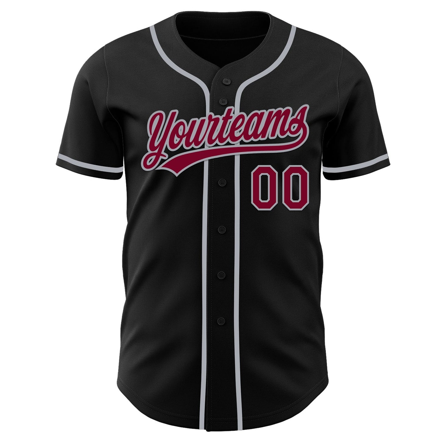 Custom Black Maroon-Gray Authentic Baseball Jersey baseball jersey product view 2