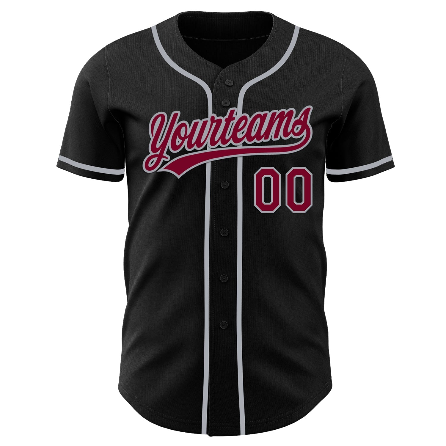 Custom Black Maroon-Gray Authentic Baseball Jersey baseball jersey product view 2