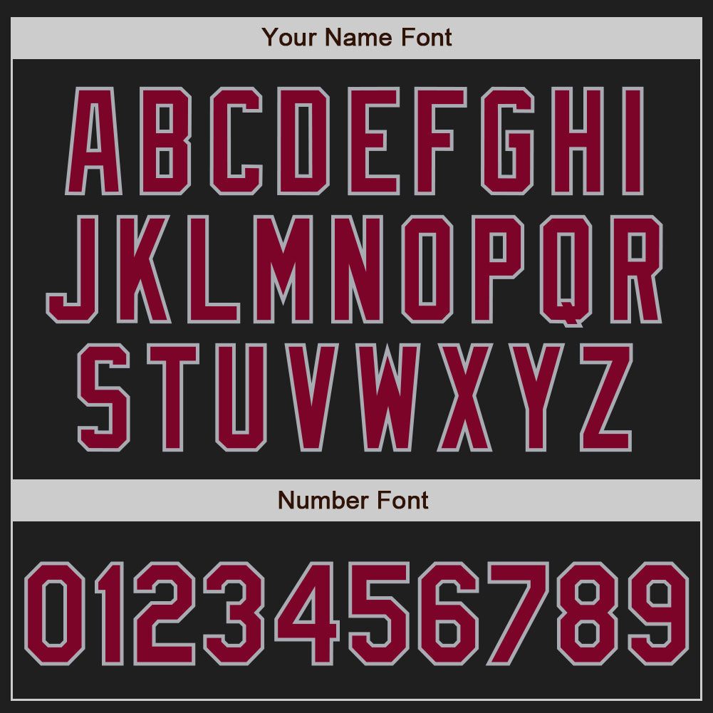 Custom Black Maroon-Gray Authentic Baseball Jersey baseball jersey product view 5
