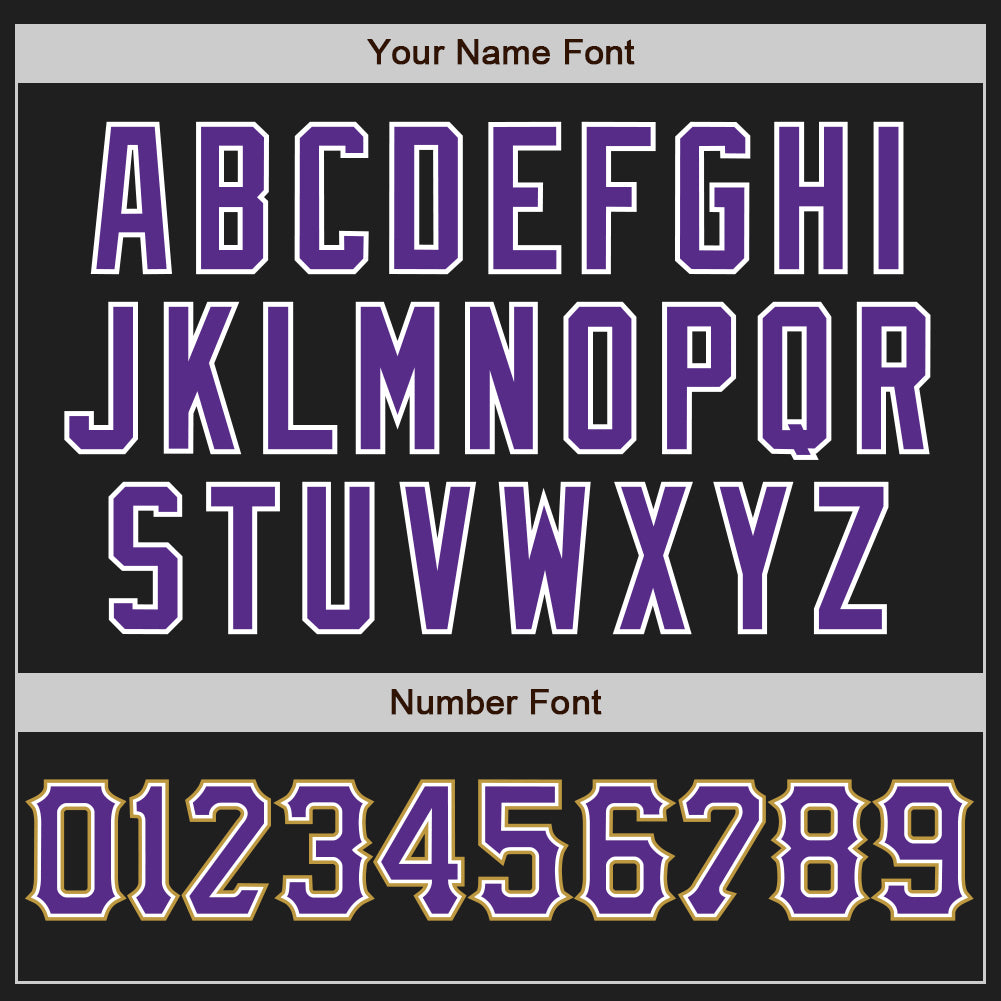 Custom Black Purple White-Old Gold Authentic Baseball Jersey baseball jersey product view 5