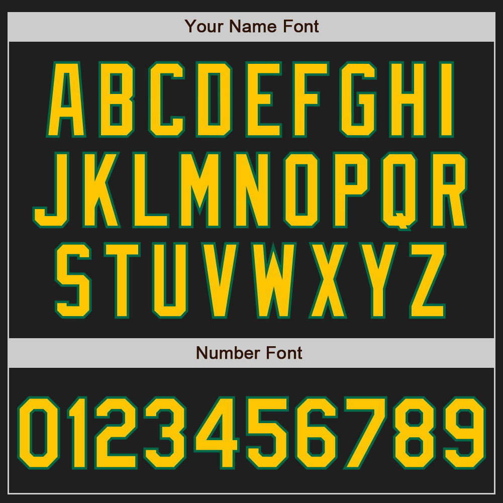 Custom Black Yellow-Kelly Green Authentic Baseball Jersey baseball jersey product view 5