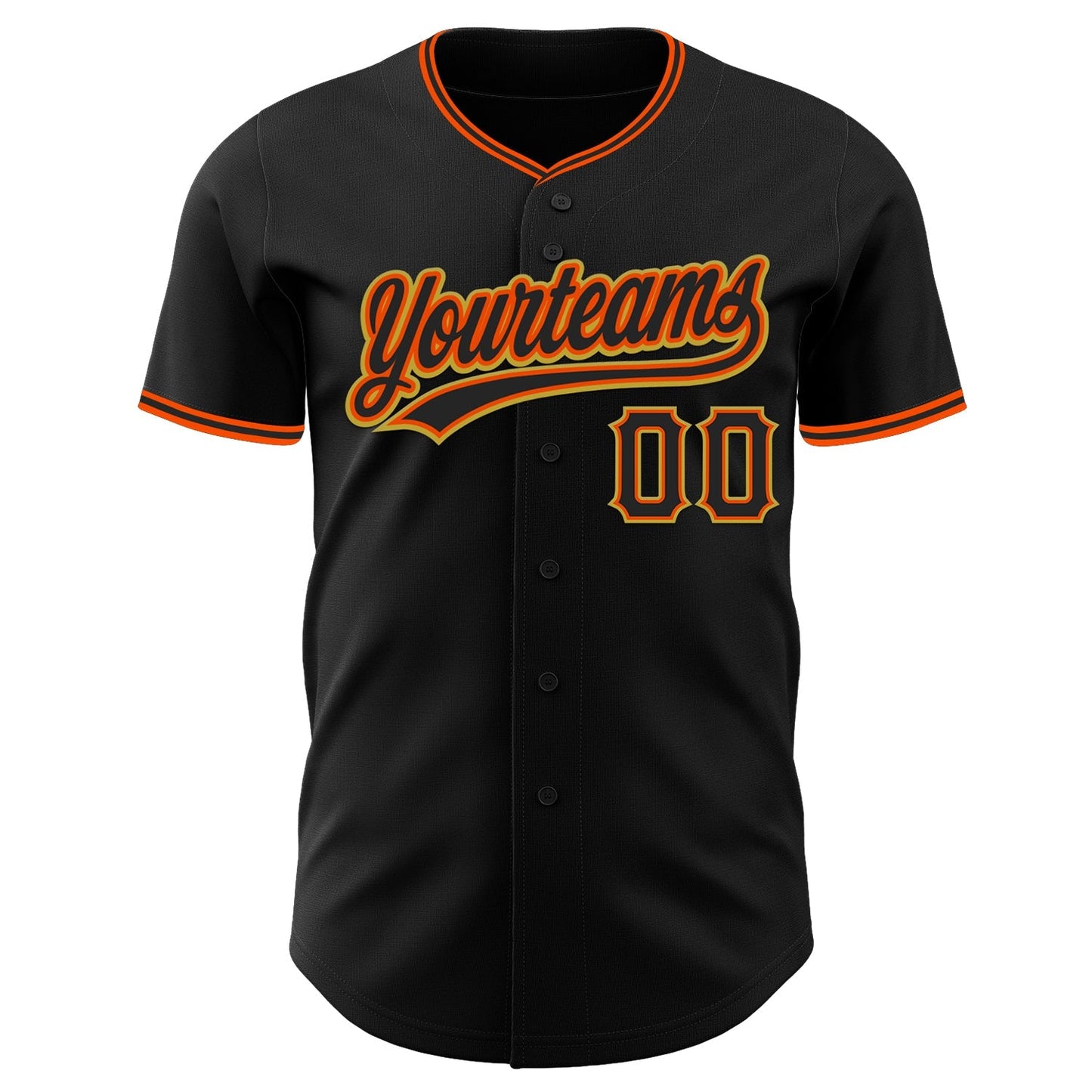 Custom Black Orange-Old Gold Authentic Baseball Jersey baseball jersey product view 2