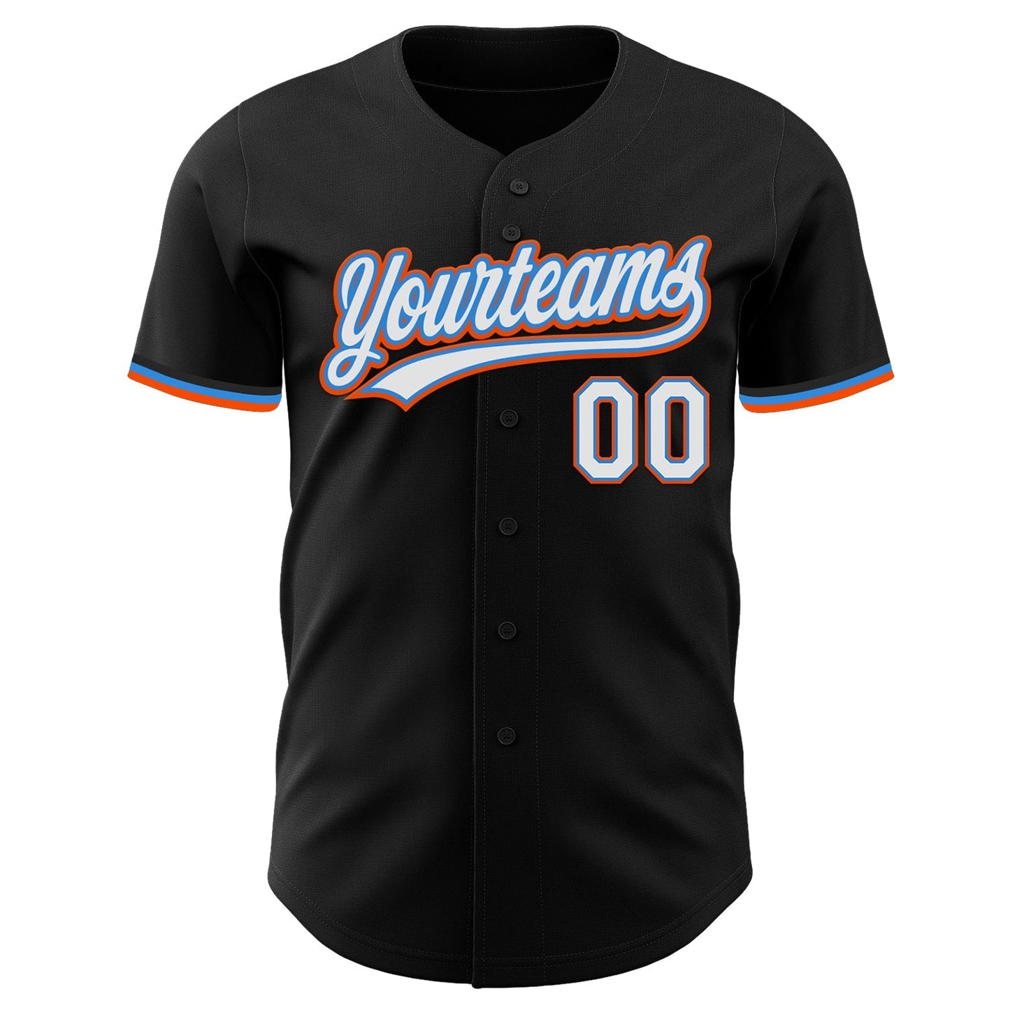 Custom Black White Electric Blue-Orange Authentic Baseball Jersey baseball jersey product view 2