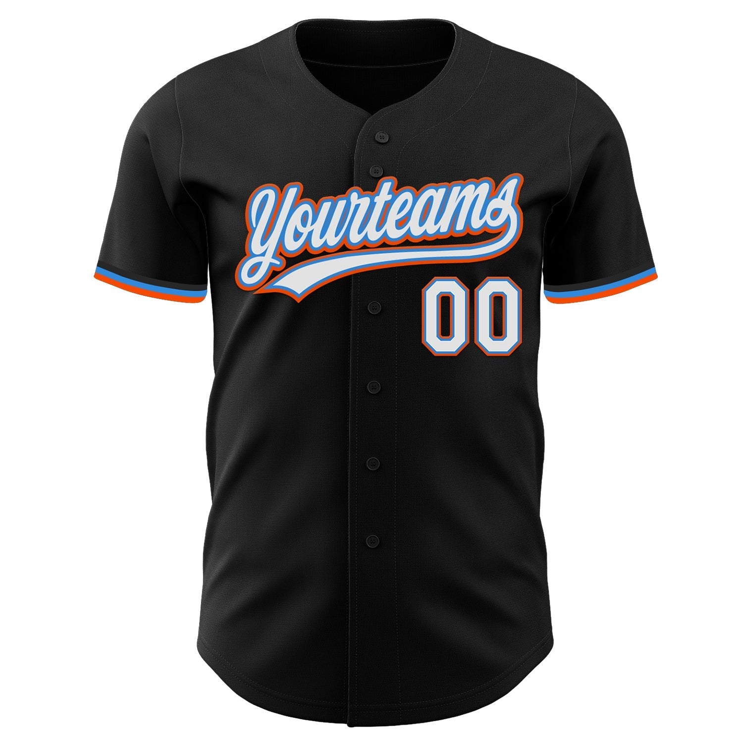 Custom Black White Electric Blue-Orange Authentic Baseball Jersey baseball jersey product view 2