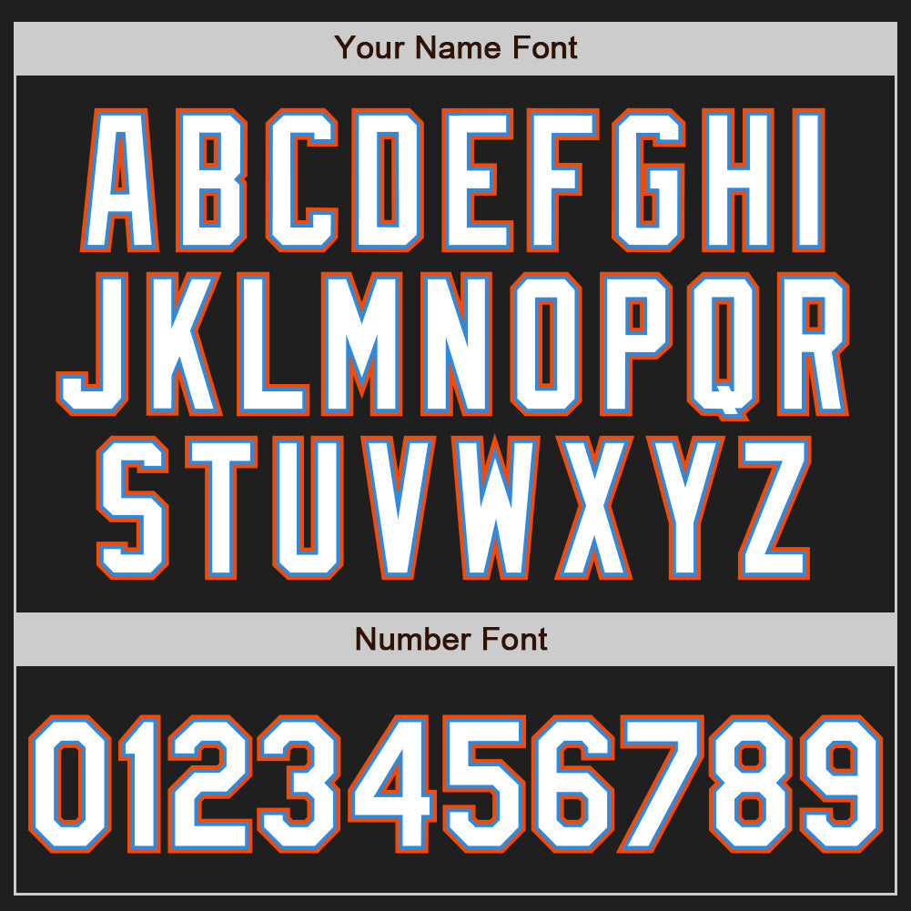 Custom Black White Electric Blue-Orange Authentic Baseball Jersey baseball jersey product view 5