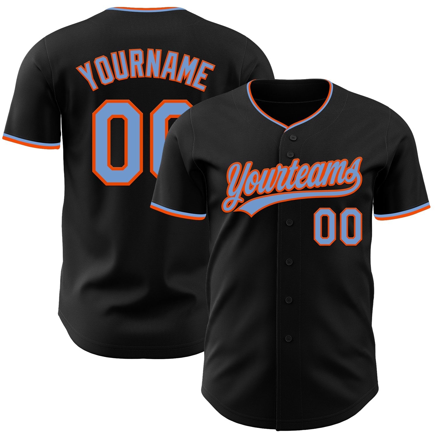 Custom Black Powder Blue-Orange Authentic Baseball Jersey baseball jersey product view 1
