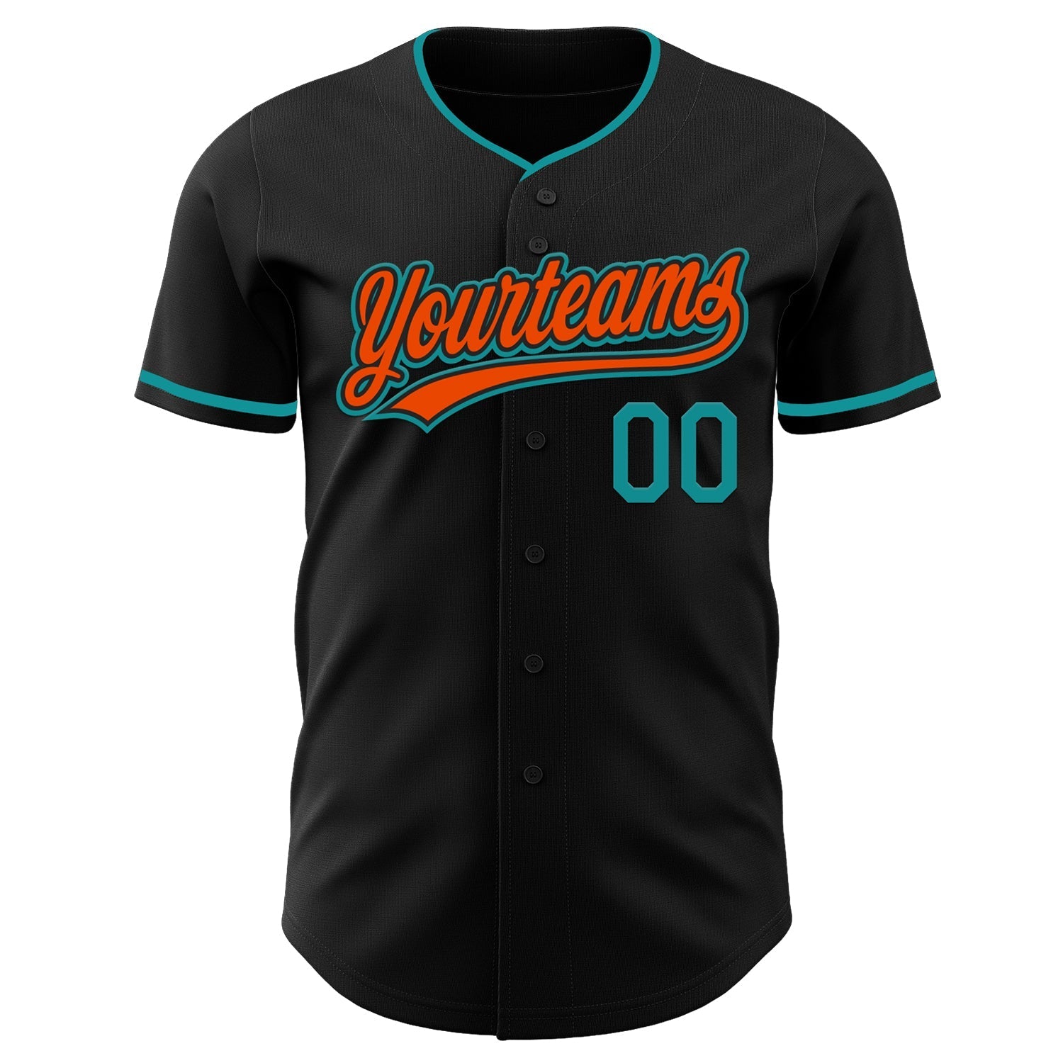 Custom Black Teal-Orange Authentic Baseball Jersey baseball jersey product view 2