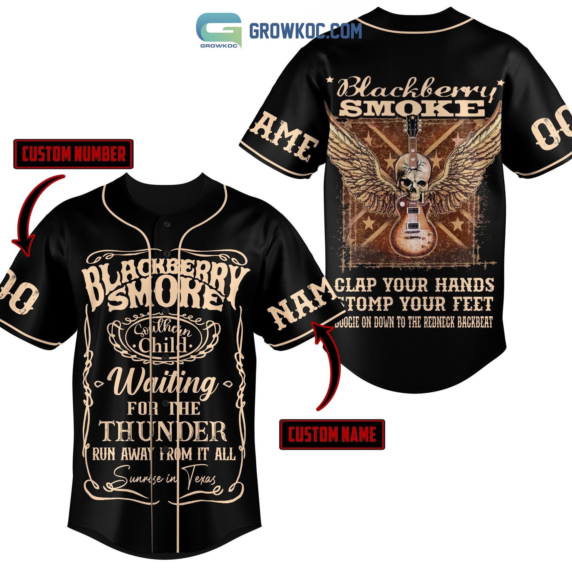 Blackberry Smoke Clap Your Hands Stomp Your Feet Personalized Baseball Jersey baseball jersey product view 1