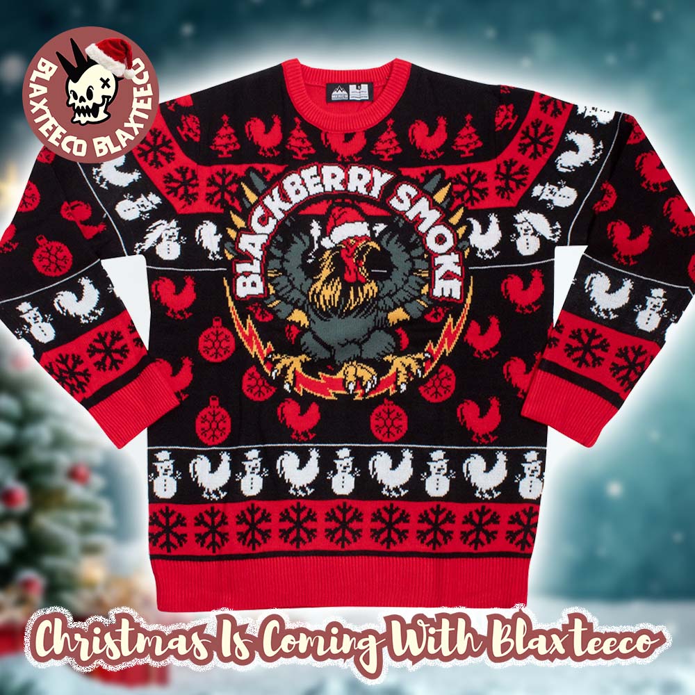 Blackberry Smoke Lightning Rooster Logo Holiday Theme Santa Hat Knitted Ugly Christmas Sweater - T-Shirt, Sweatshirt, Hoodie