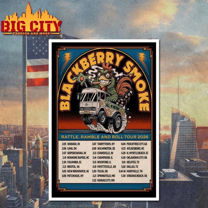 Blackberry Smoke Rattle, Ramble And Roll 2026 Tour - Adult & Kids T-Shirts, Sweatshirts & Hoodies apparel design preview 4
