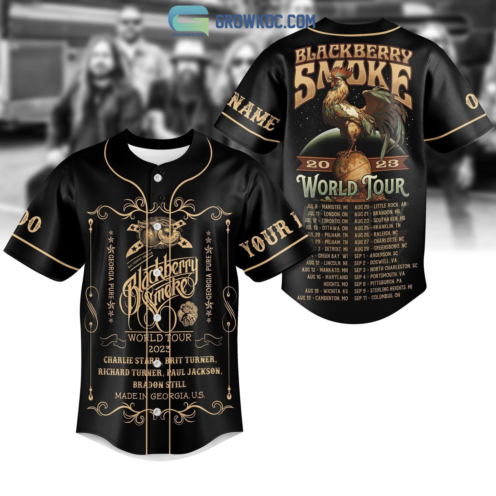 Blackberry Smoke World Tour 2023 Personalized Baseball Jersey baseball jersey product view 1