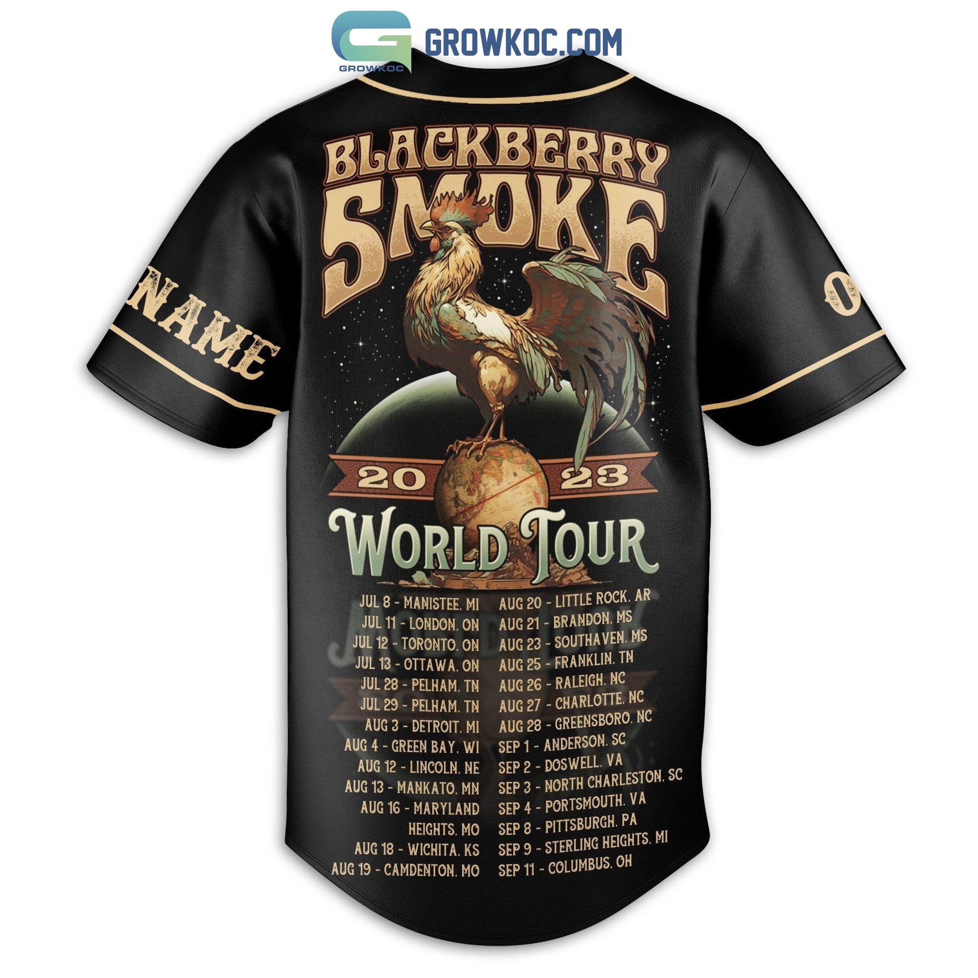 Blackberry Smoke World Tour 2023 Personalized Baseball Jersey baseball jersey product view 2