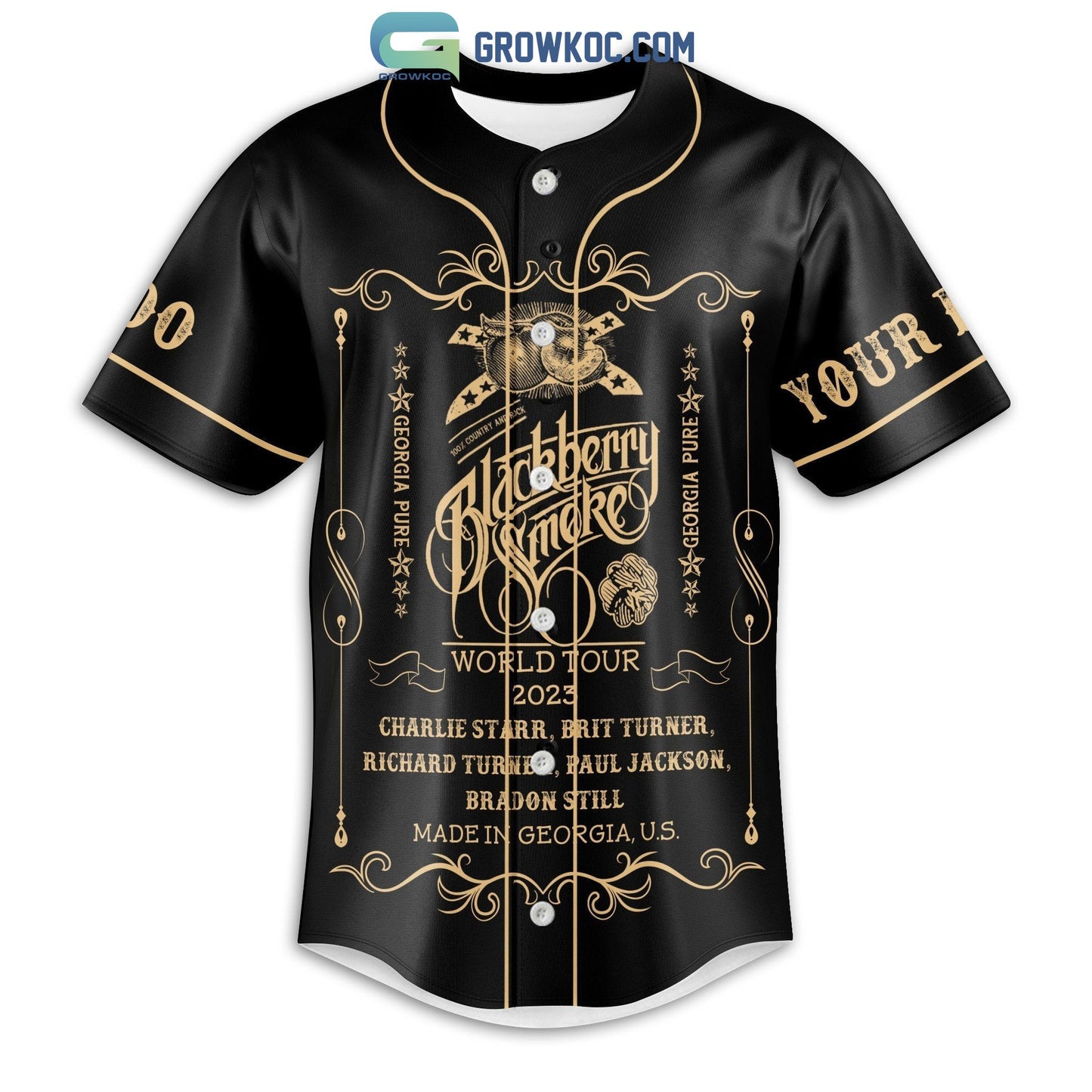 Blackberry Smoke World Tour 2023 Personalized Baseball Jersey baseball jersey product view 3