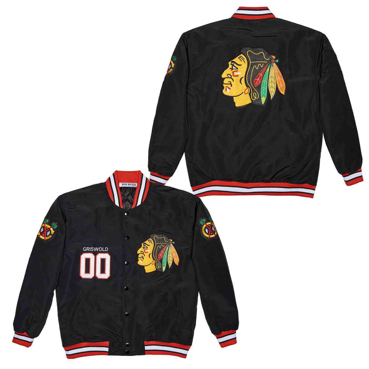 Blackhawks 00# Black Jacket College Football Jersey football jersey product view 1