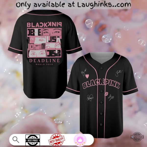 Blackpink 2025 Deadline World Tour Signed Baseball Jersey Shirt For Lisa Jennie Rose Jisoo Fans baseball jersey product view 1