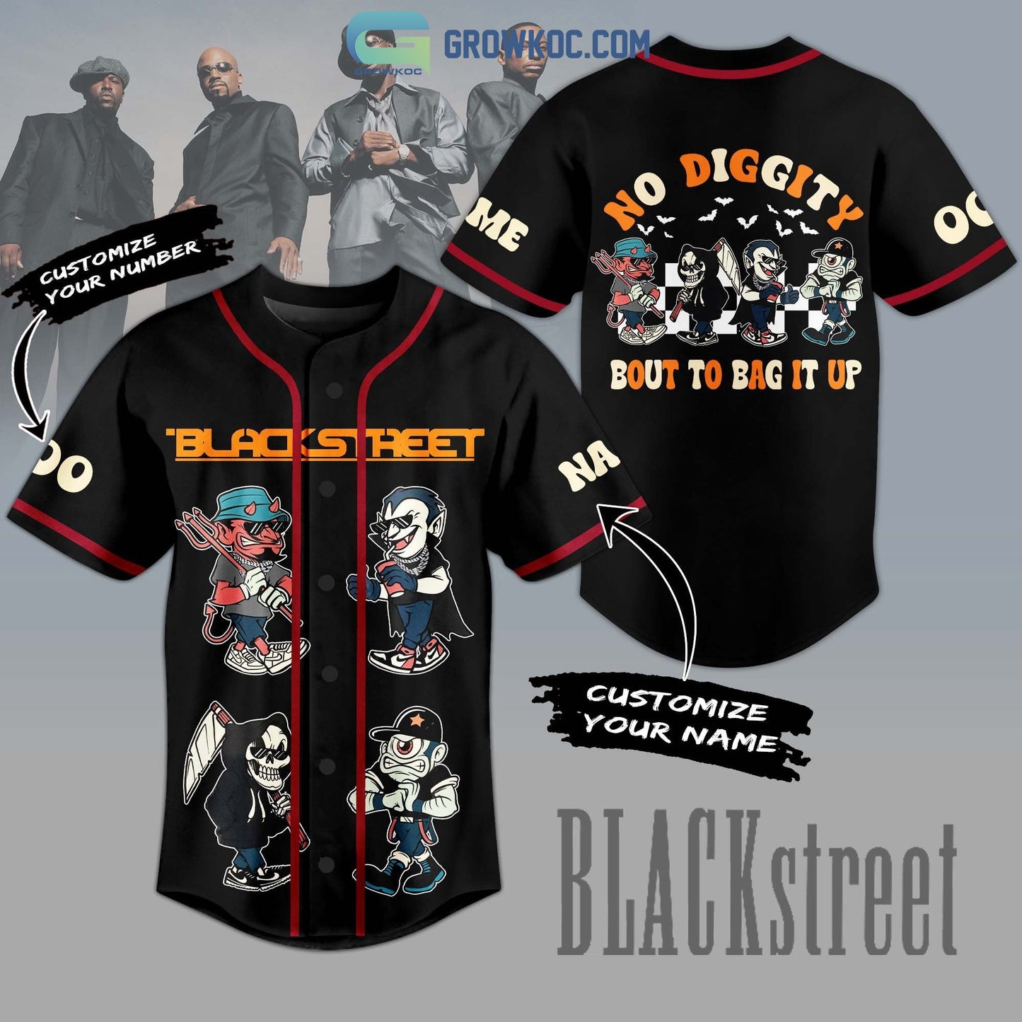 Blackstreet No Diggity Bout To Bag It Up Personalized Baseball Jersey baseball jersey product view 1