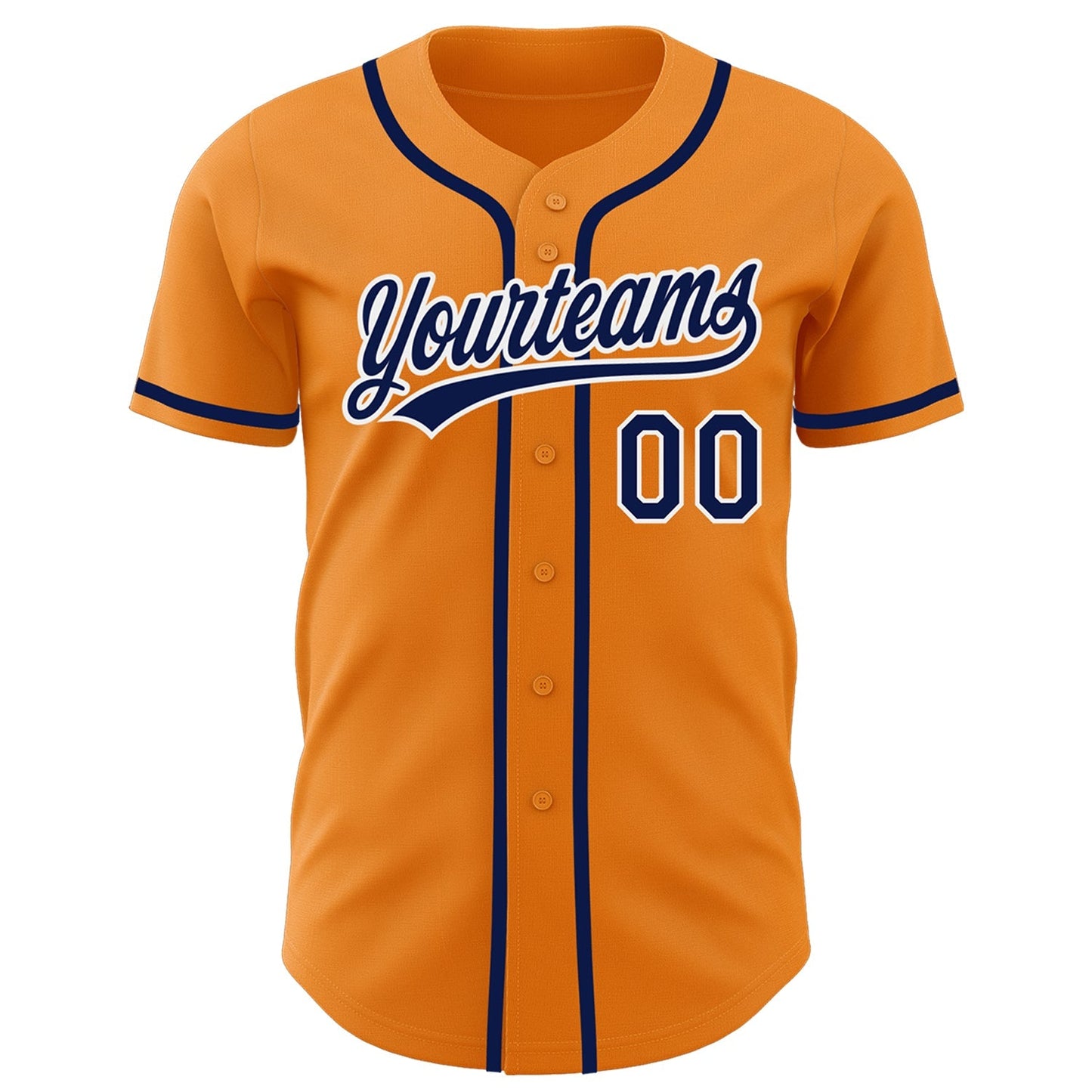 Custom Bay Orange Navy-White Authentic Baseball Jersey baseball jersey product view 2