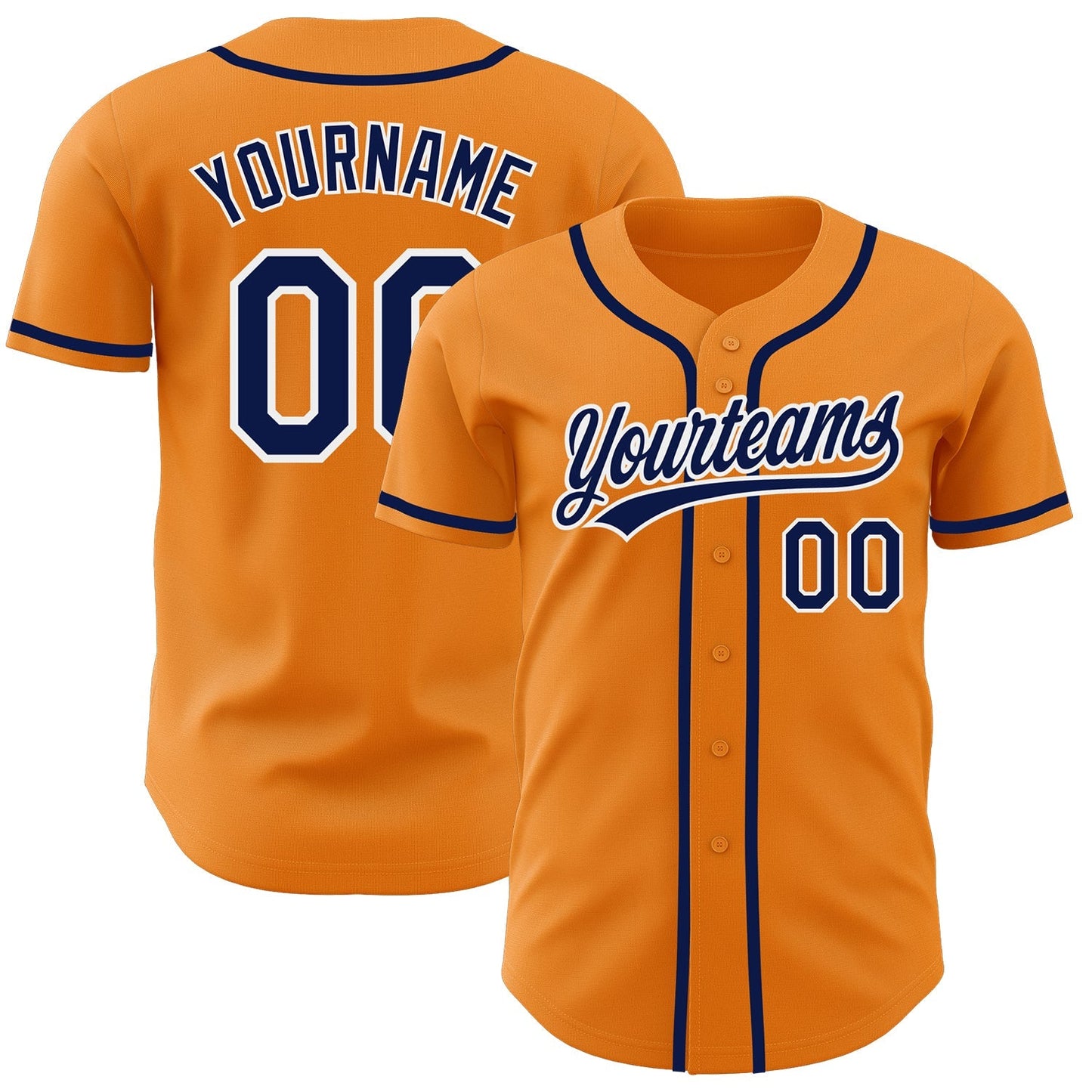 Custom Bay Orange Navy-White Authentic Baseball Jersey baseball jersey product view 1