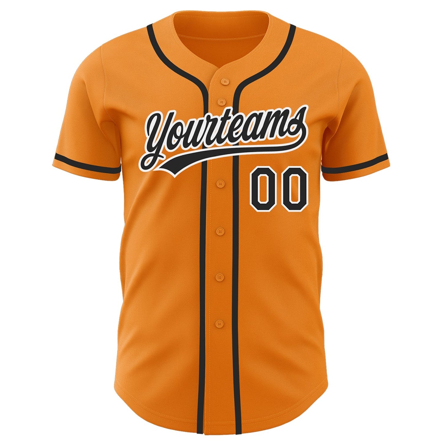 Custom Bay Orange Black-White Authentic Baseball Jersey baseball jersey product view 3