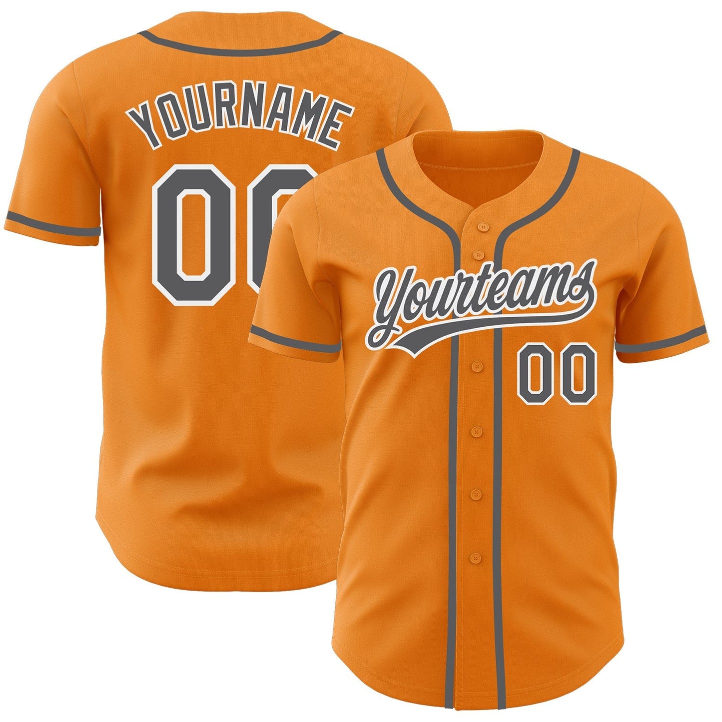 Custom Bay Orange Steel Gray-White Authentic Baseball Jersey baseball jersey product view 1